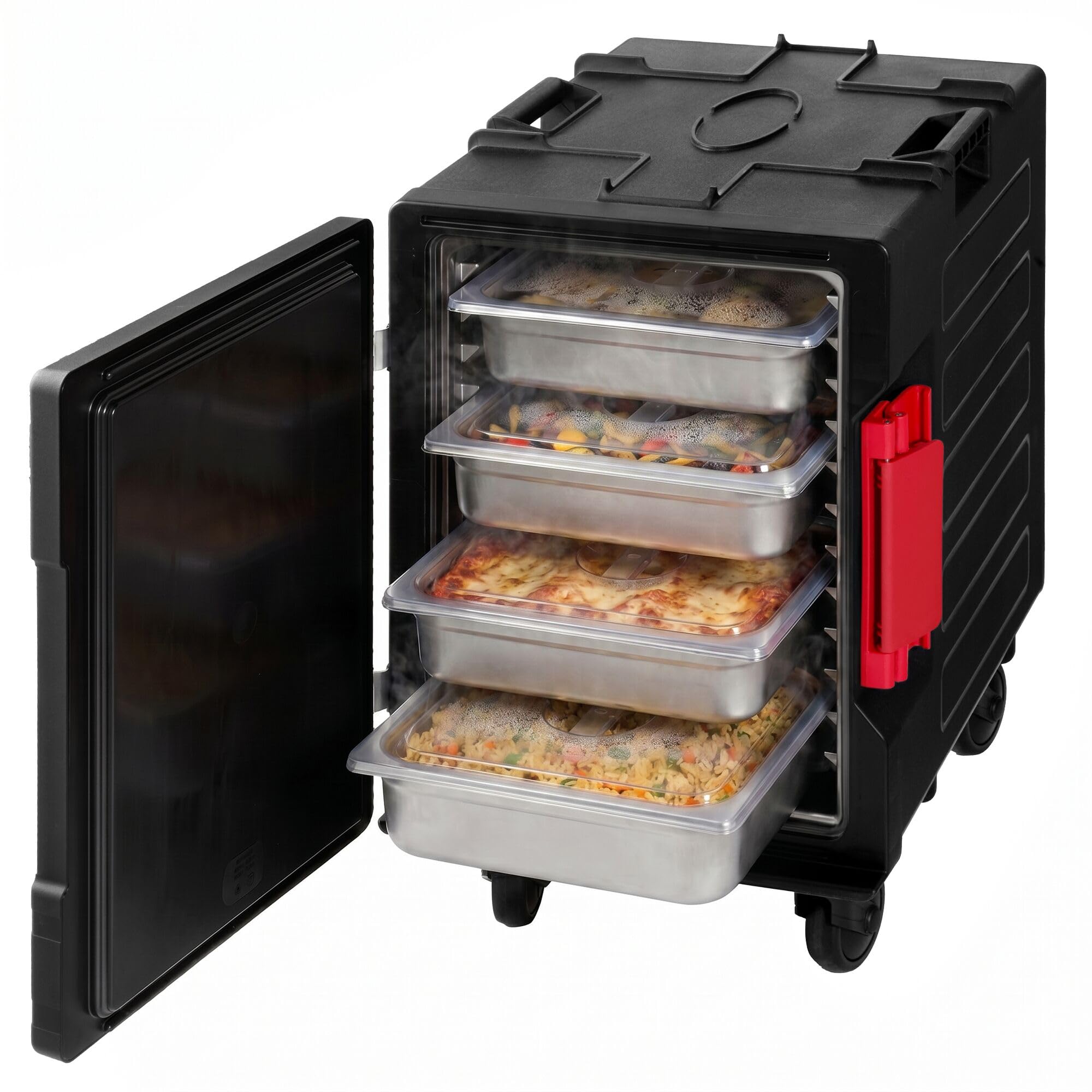 GGM Gastro Thermobox Frontlader 88 L für 12x GN 1/1 | Hervorragende Isolierung, hygienisch abgerundete Innenecken, einfache Reinigung, mobil durch leise Laufrollen