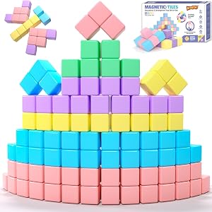 Magnetic Blocks for Kids 3-5 MacaronToddler Magnet Tiles Construction Building Cubes Toys for 3 4 5 6 7 8+ Year Old Boys Girls Son Creative STEM Educational Montessori