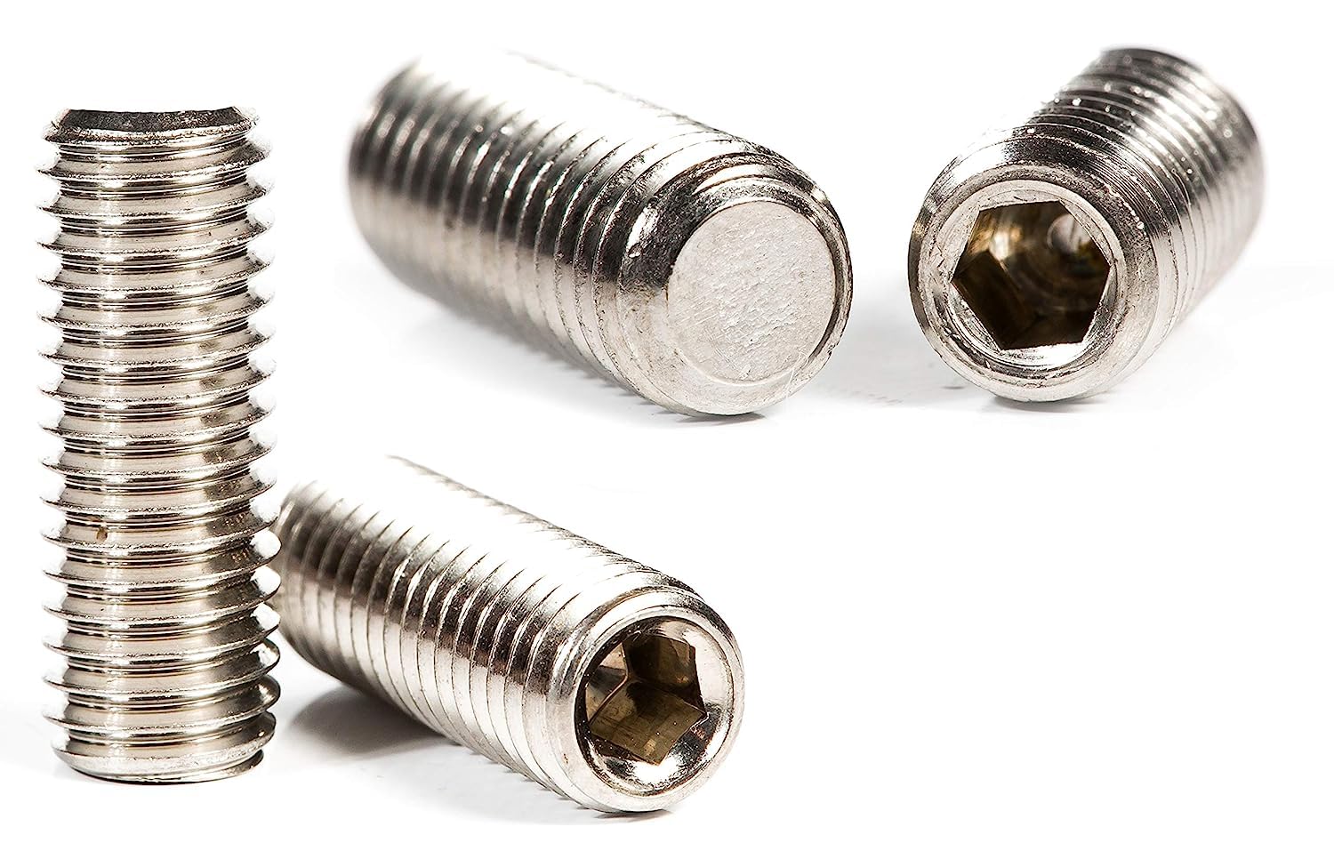 Viti senza testa M6 (6 mm x 6 mm) a punta piatta, in acciaio inox, filettatura metrica, chiave a brugola (confezione da 20)