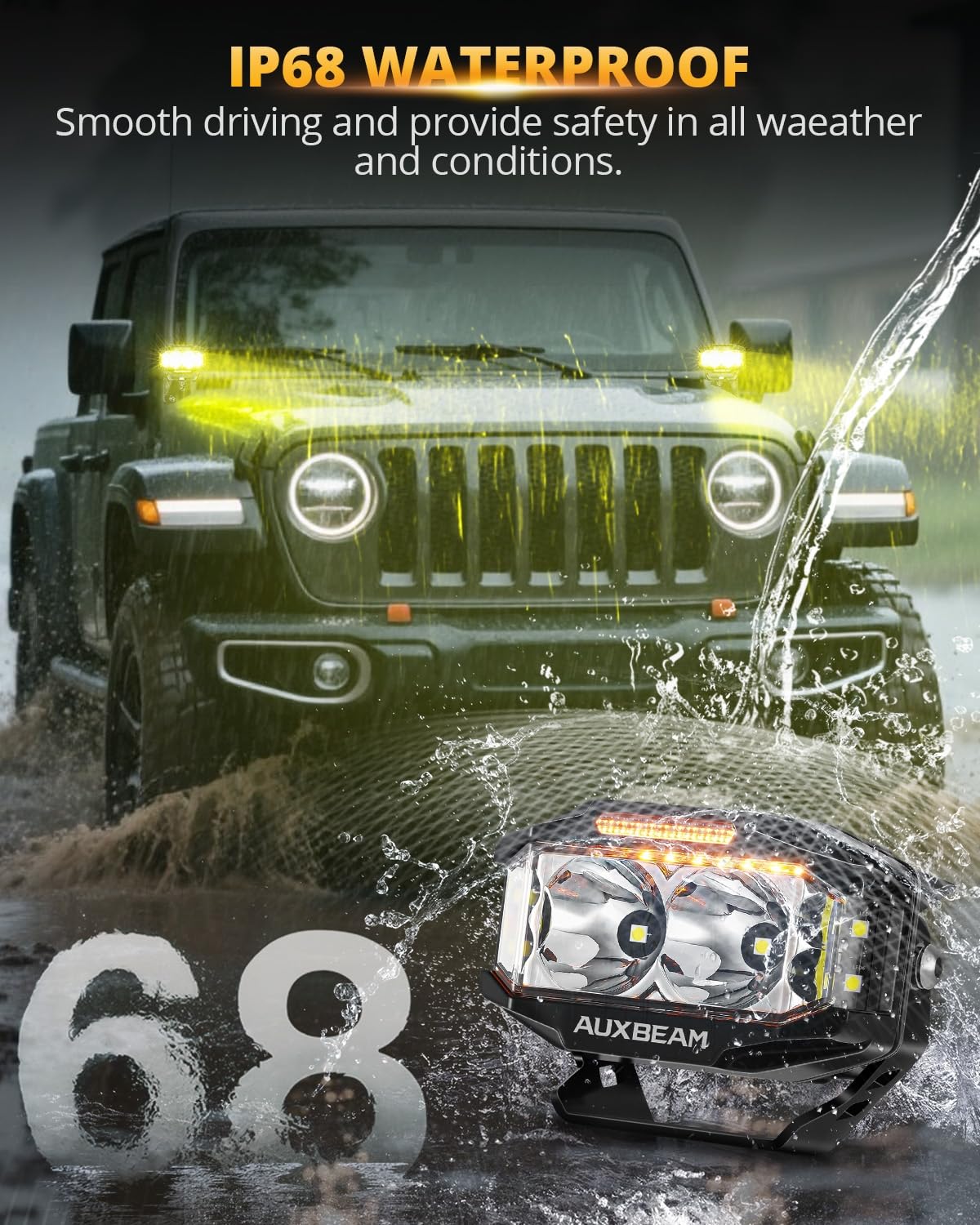 Auxbeam V-MAX Series LED Light Pod, 4 Inch Off Road Driving Lights