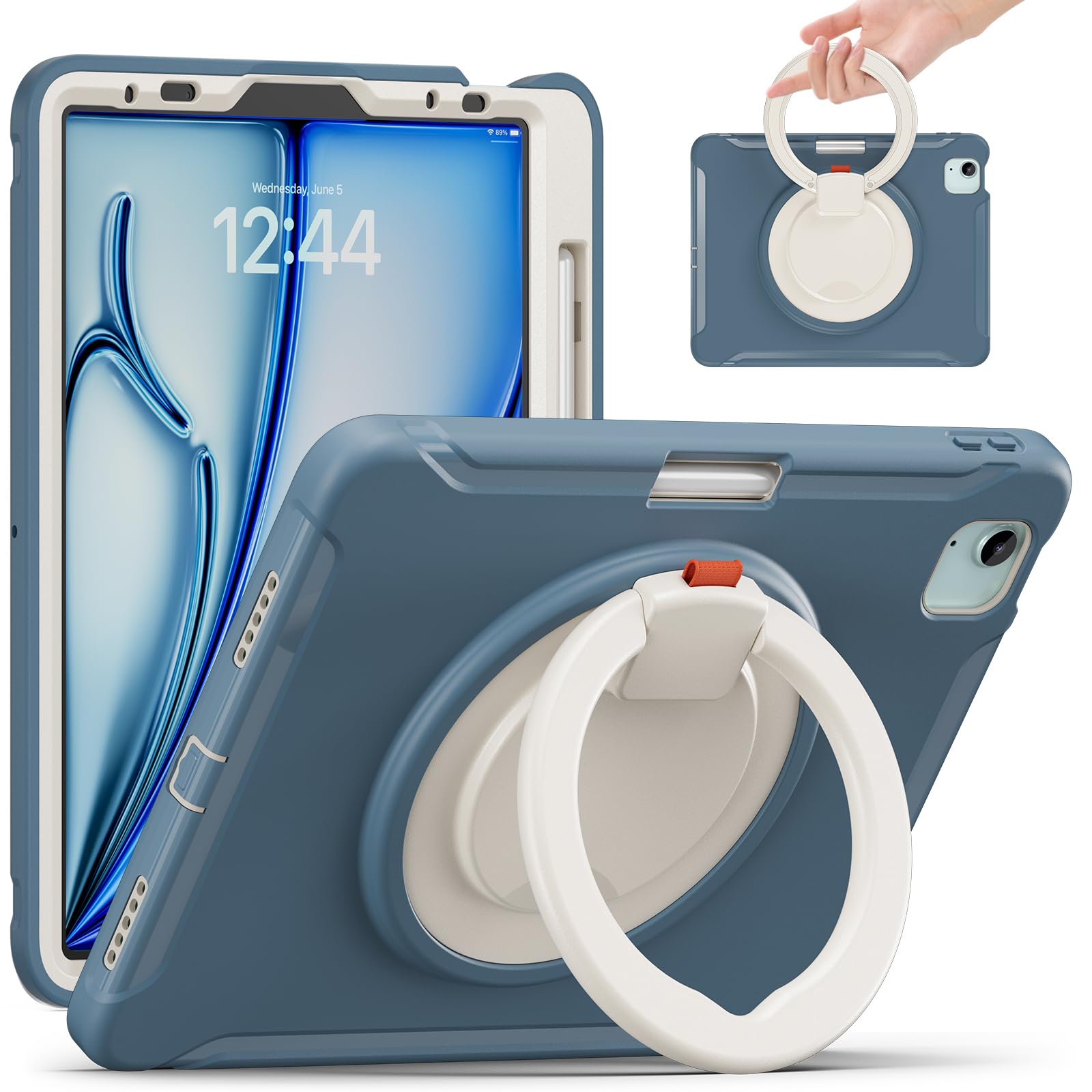Funda iPad Air de 4ª generación antichoque con soporte azul 8
