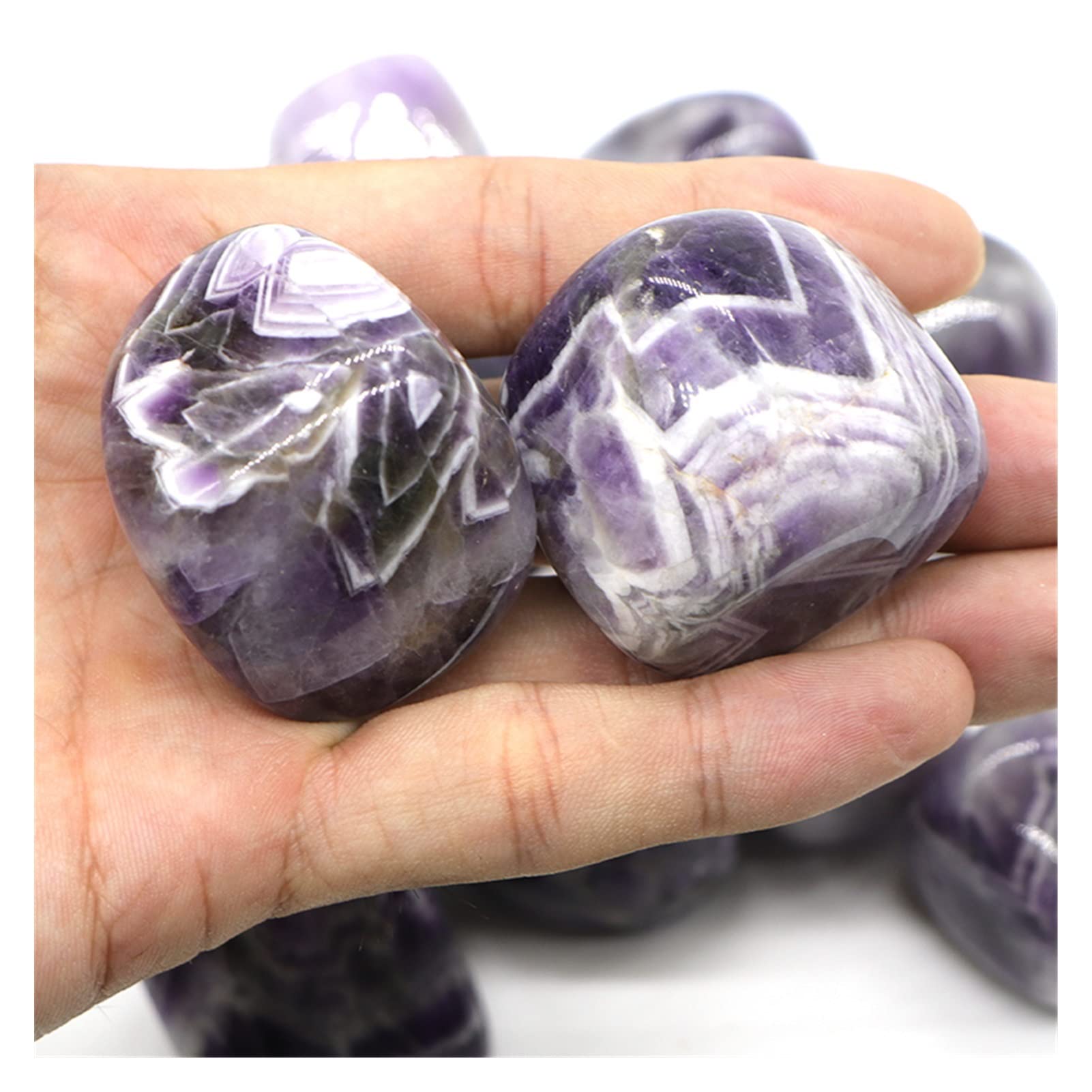 Amethyst Rohstein Natürliche Amethyst Quarzkristalle und Heilsteine Trommelbecher Mineral-Spexte Edelsteine Home Aquarium Dekoration (Color : Amethyst, Item Diameter : 500g)
