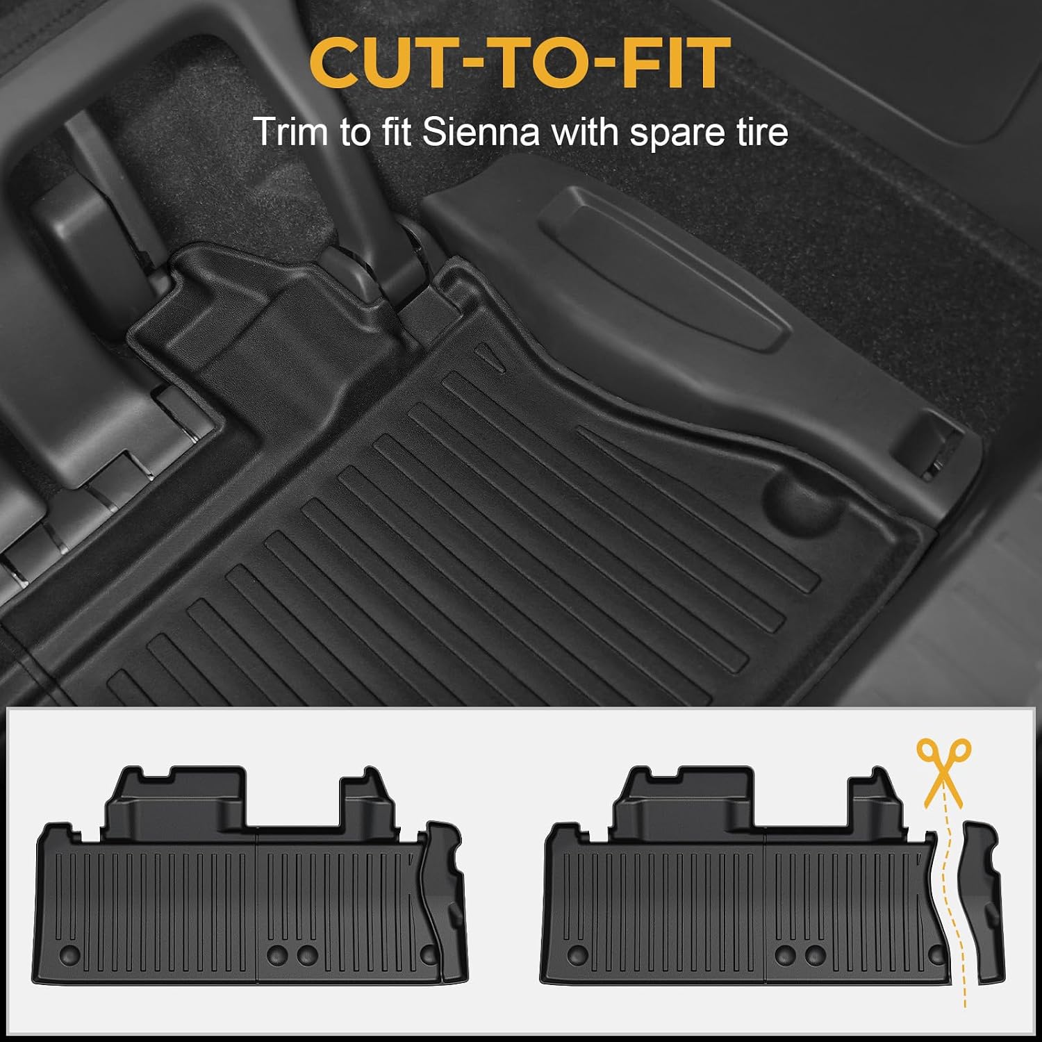 Floor Mats for Toyota Sienna 2021-2026, All Weather Floor Mats Lower Trunk Cargo Liner Accessories, Full Coverage Set (Fit 8 Seats)