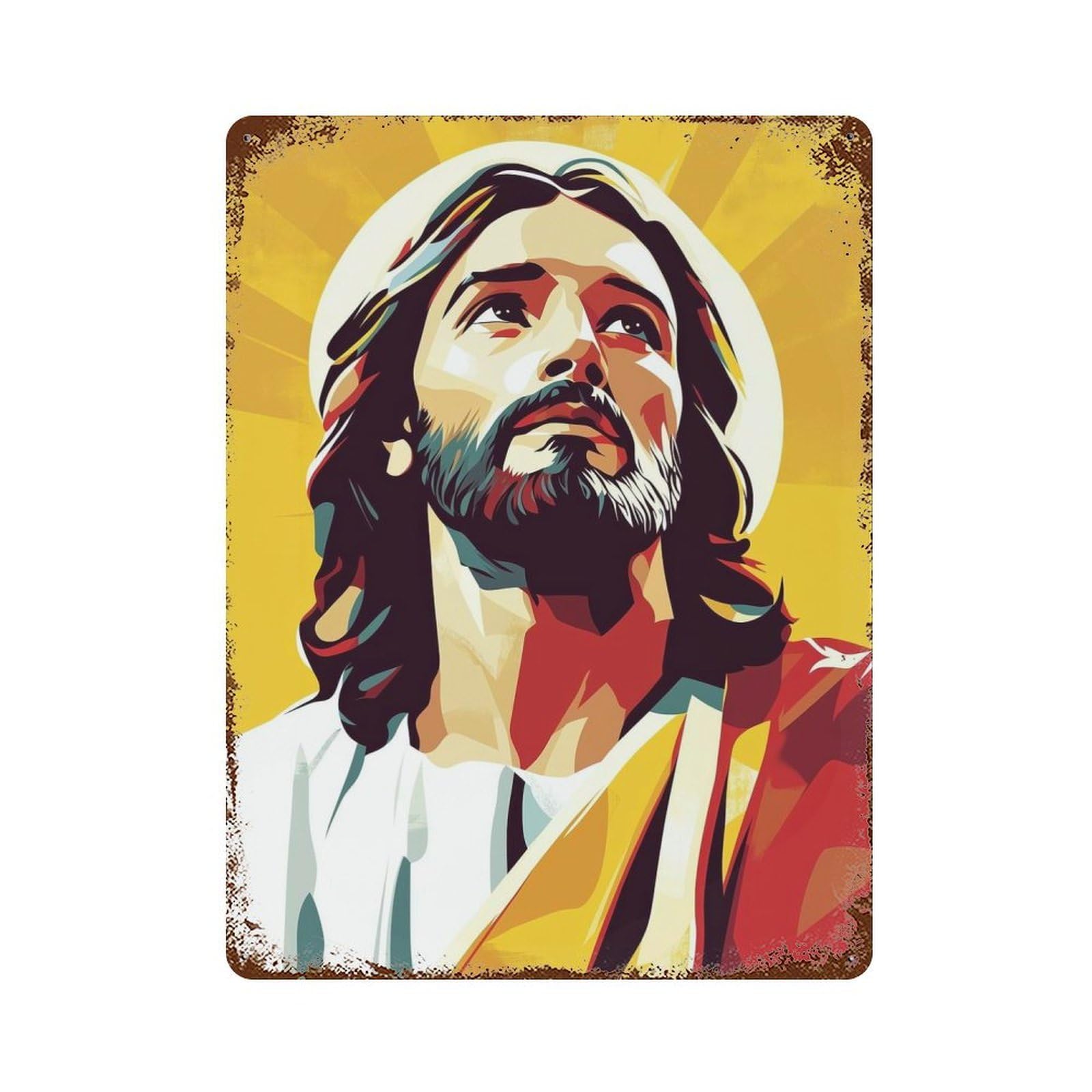 Jesus Christ Portrait Vintage Rust Metal Sign 15.7"x11.8", Shabby Chic Decor for Garage, Pub Or Kitchen