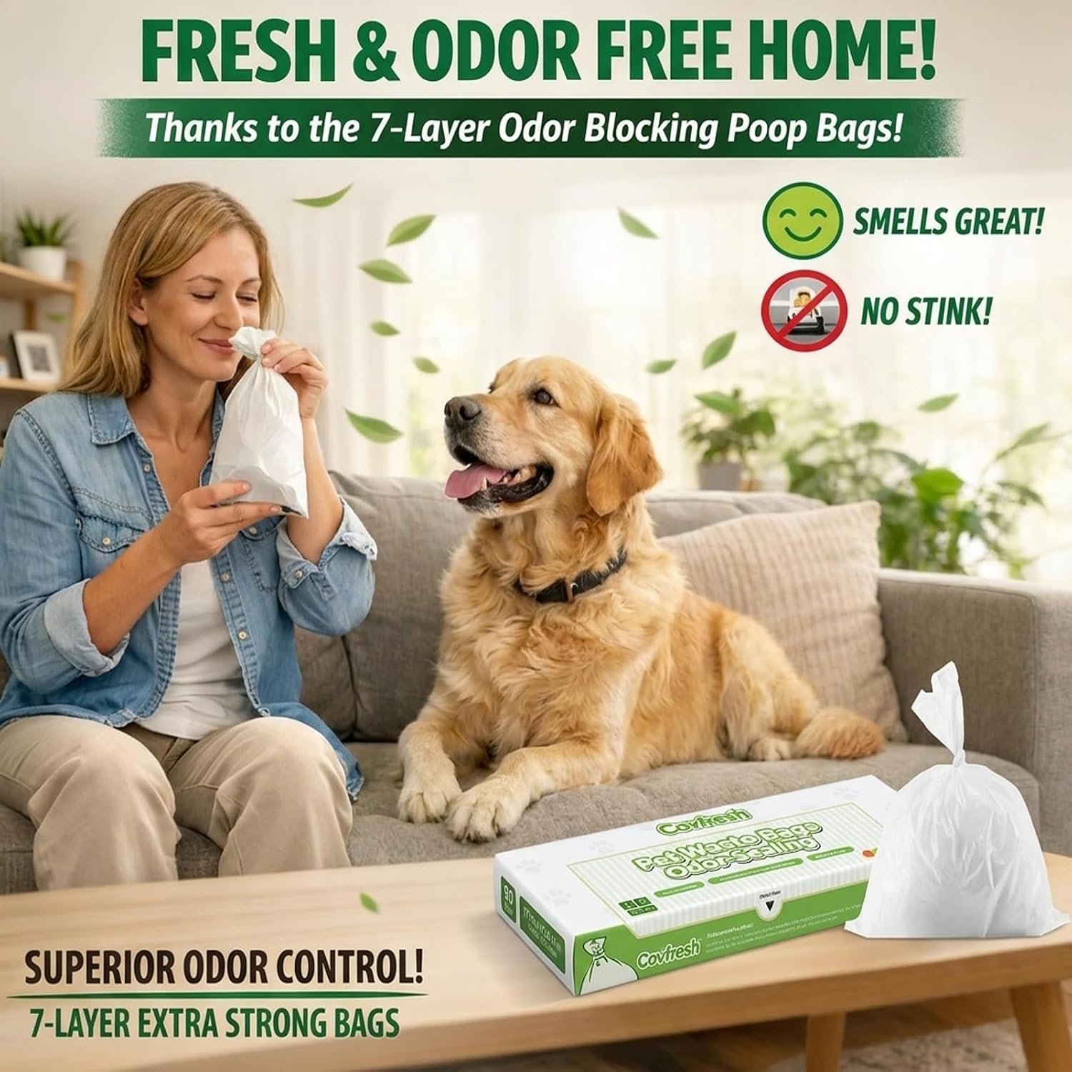 Odor Sealing Dog Poop Bags (220 Bags) Unscented & Durable Dog Waste Bags, Block Smells [Size:S, Color:White]
