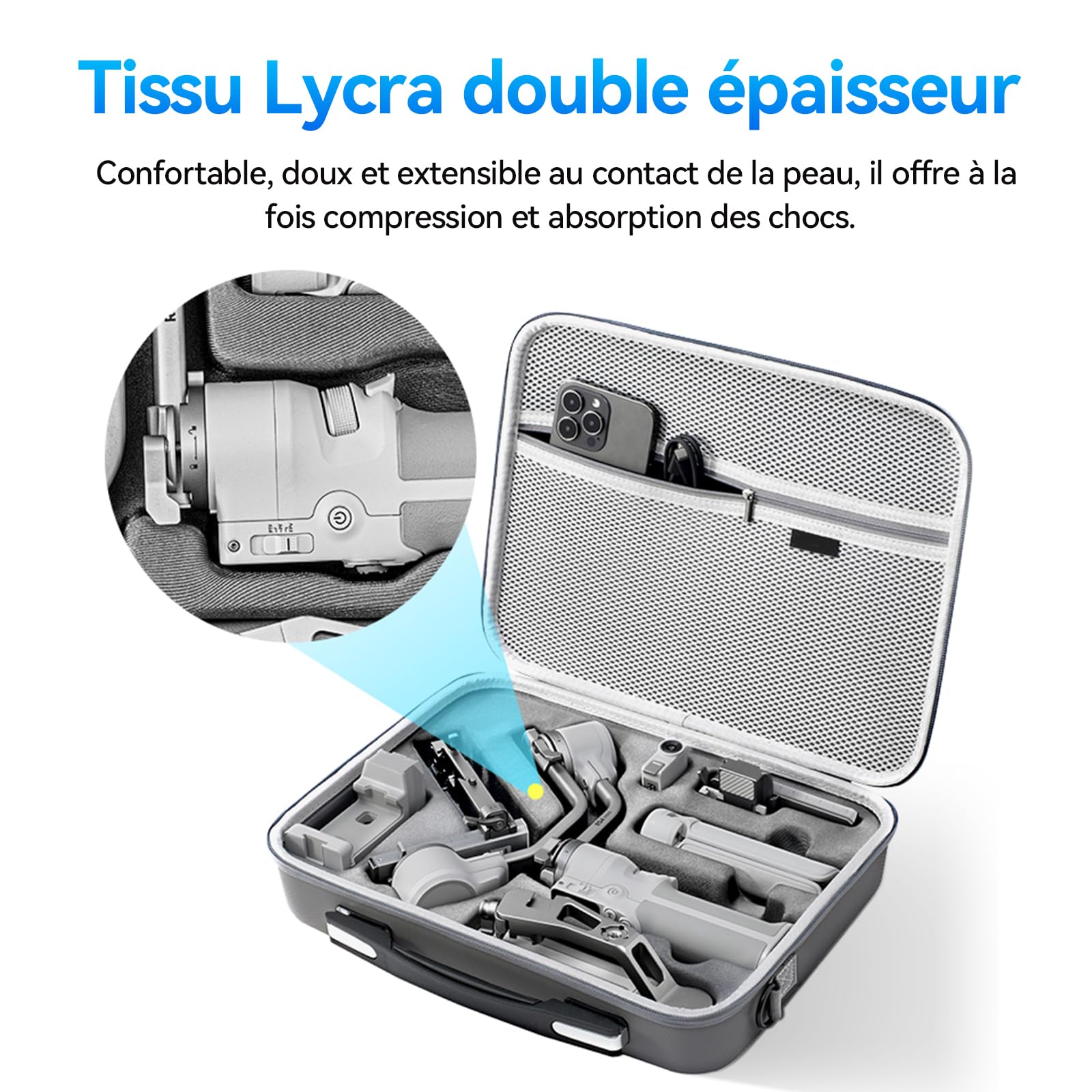 DJI RS 4 Mini sac à bandoulière portable, étui rigide de voyage, résistant à l'eau et aux chocs, étui portable en cuir PU, convient pour les prises de vue en extérieur, accessoires DJI RS4 Mini