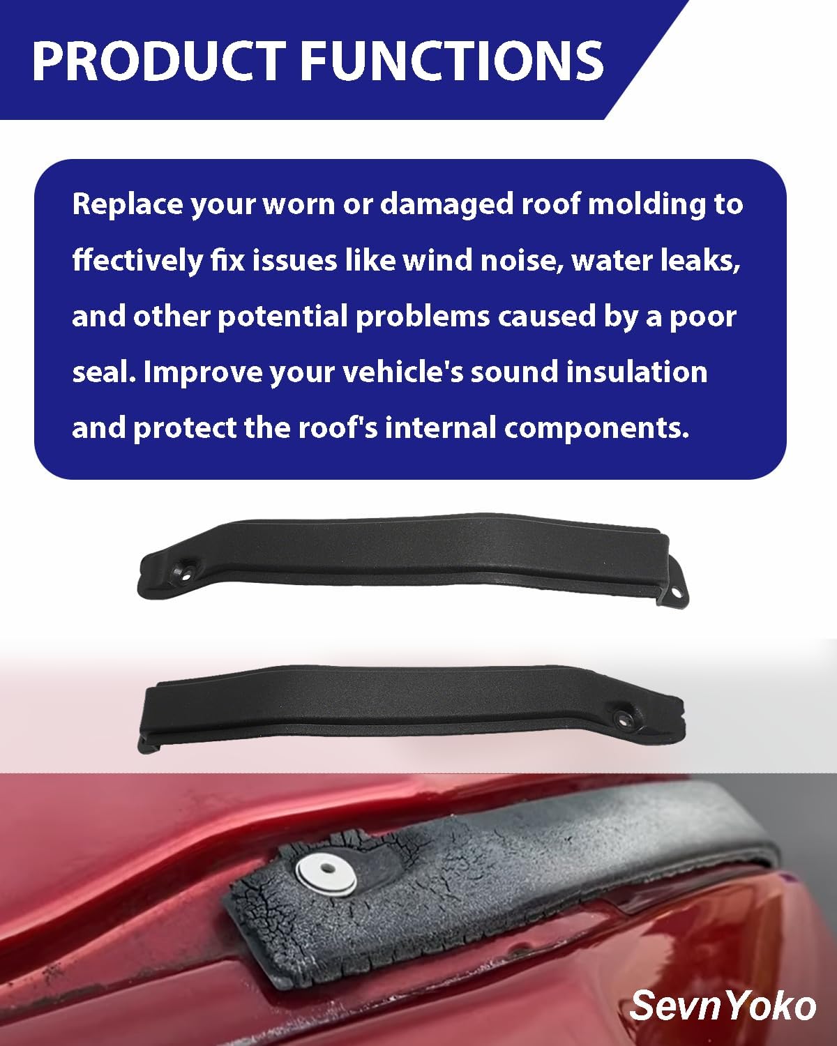 Pair of Cab Corner Roof Molding Trim Left & Right Side Compatible with Ford F-150 2009-2014 | Replaces OE # 9L3Z-1651728-AA & 9L3Z-1651729-AA
