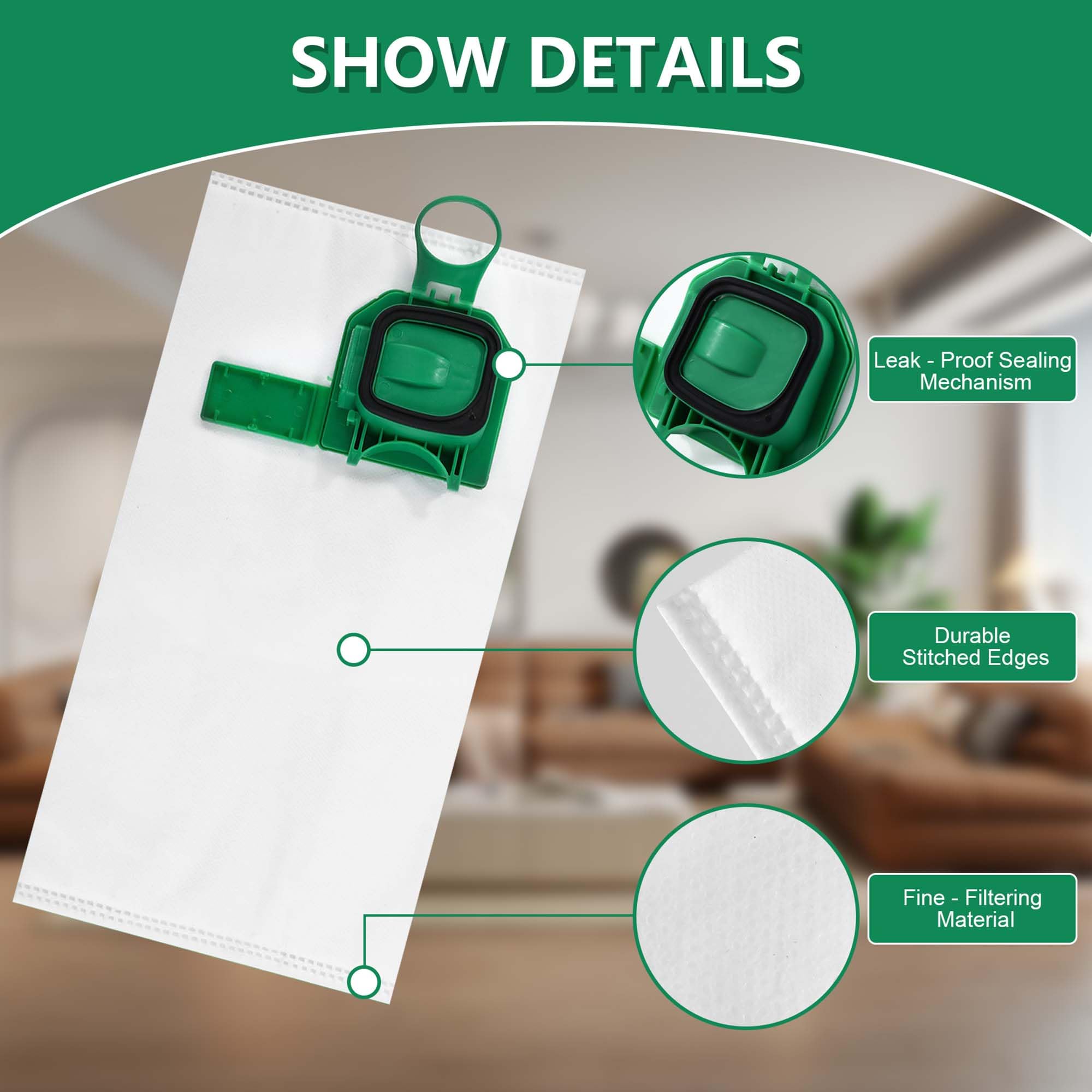 12 Staubbeutel für Vorwerk Kobold VK140 VK150 FP140 FP150 + 2 Filter, hocheffiziente Mikrofaser Filterbeutel, reiß und reibungsfest