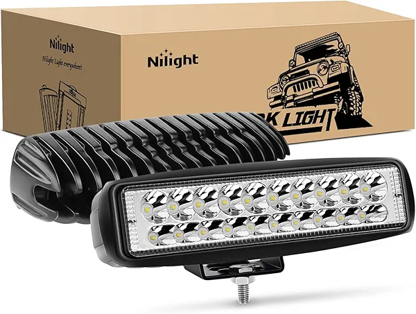 Nilight 2PCS Led Pods 6 Inch 60W Spot Light Bar 3000LM Driving Fog Off Road Lights 12V/24V for Trucks Jeep UTV ATV Marine Boat Golf Cart Trailer