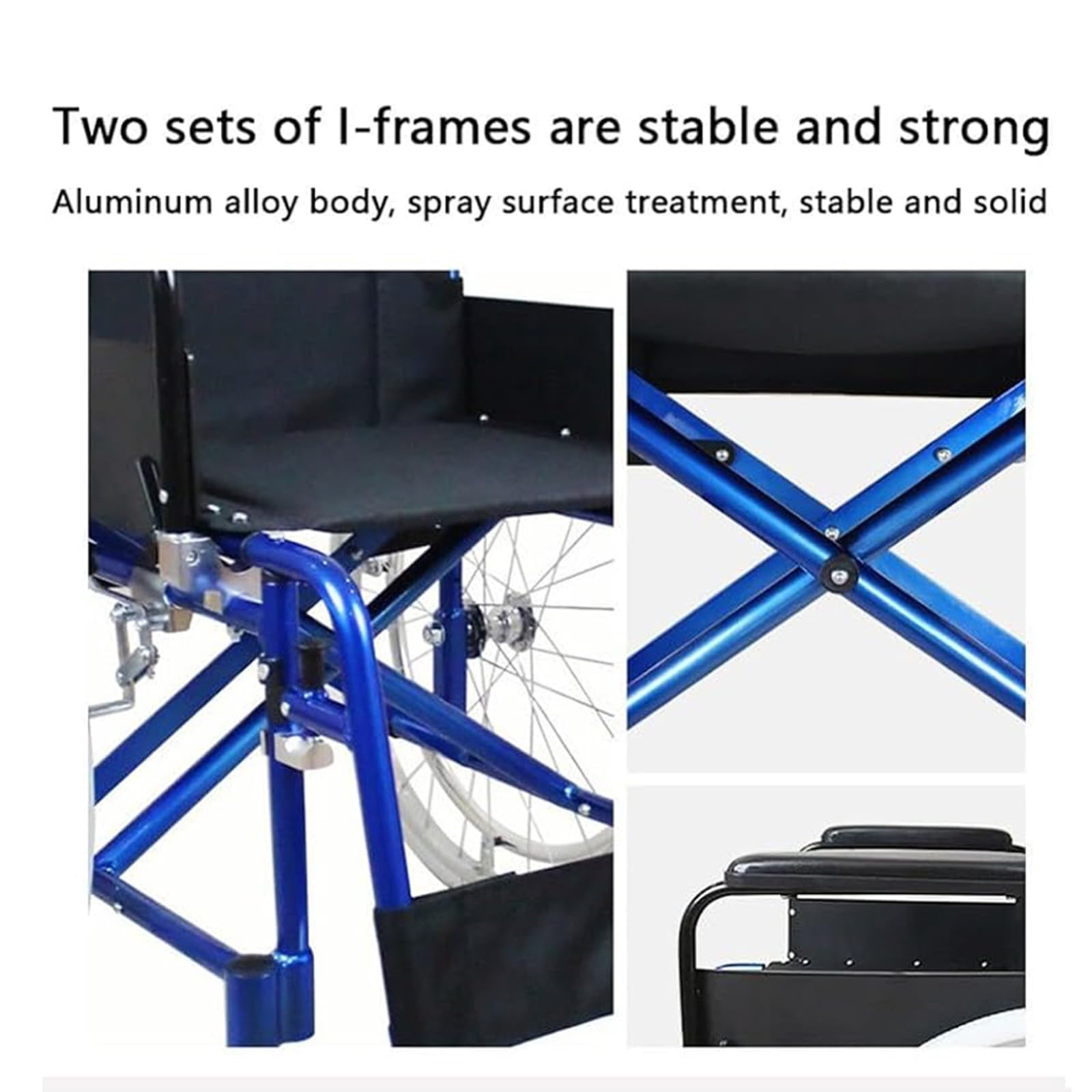 Silla De Ruedas De Aluminio para Viajes, Asiento 47 Cm,Silla De Ruedas De Tránsito Reposabrazos con Respaldo Plegable para Traslado,Plegable Silla De Ruedas Manual Ligera Reposapiés Abatibles