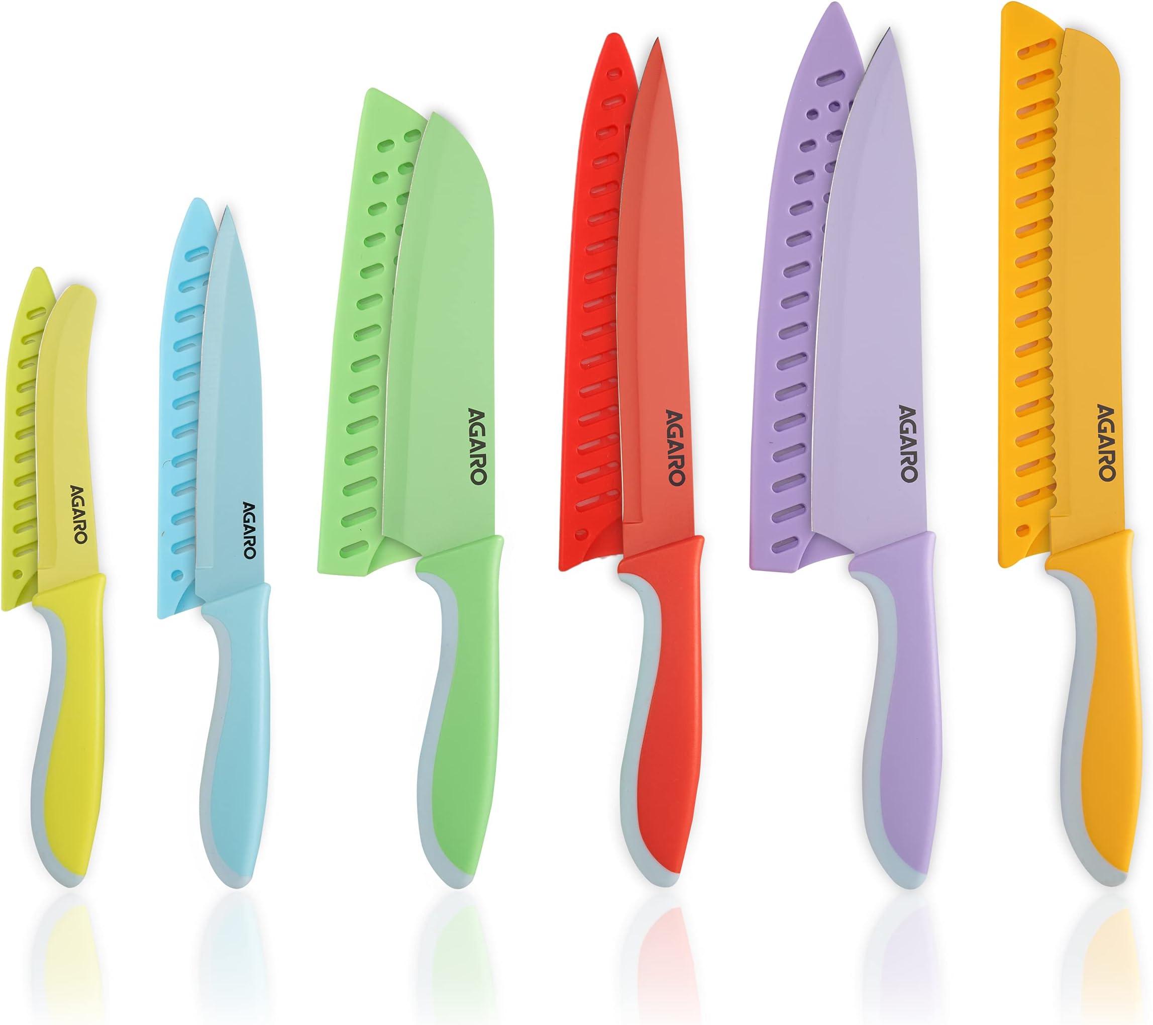 Royal 6 Pcs Coloured Kitchen Knife Set with Covers, High Carbon Stainless Steel Professional Chef Knife