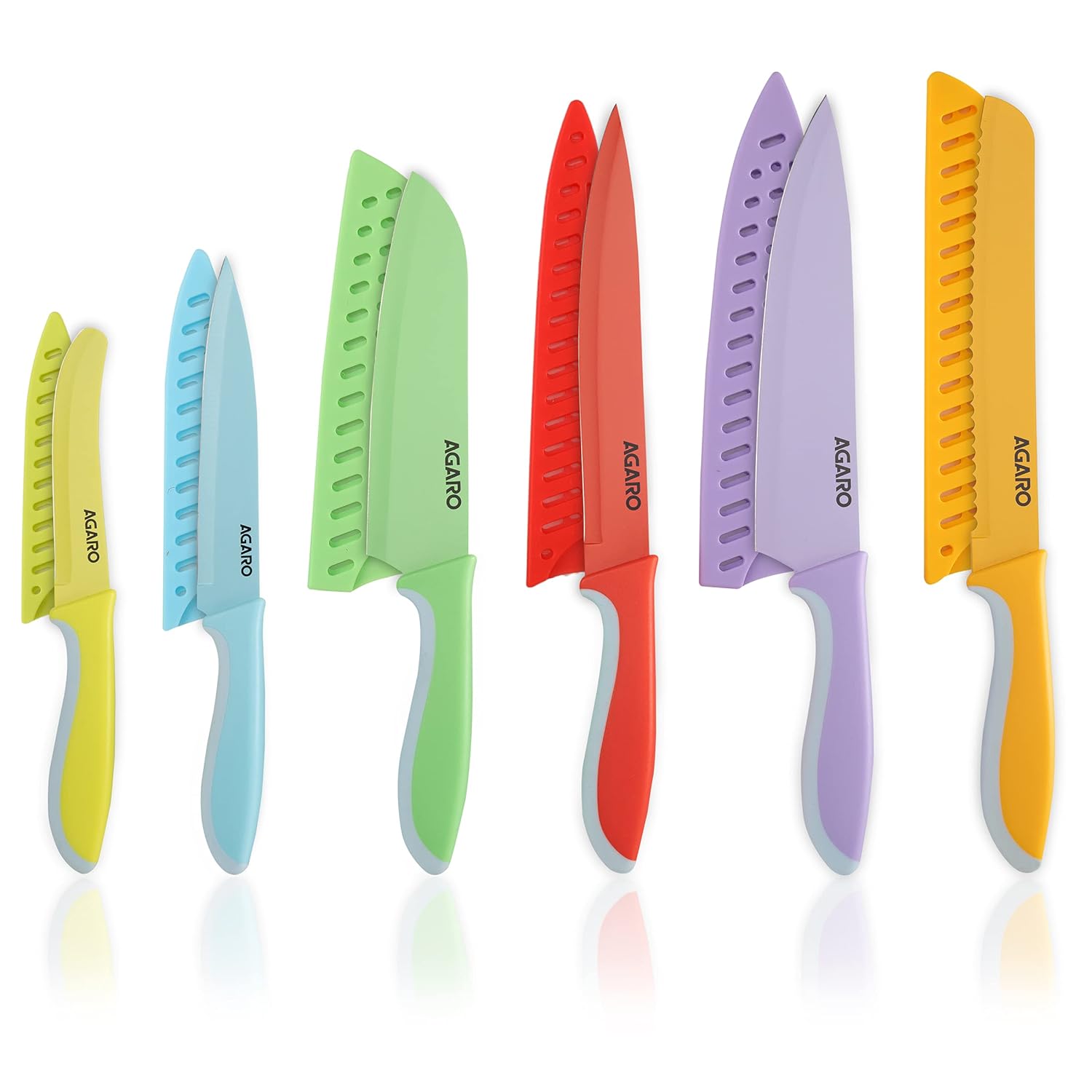 Buy AGARO Royal 6 Pcs Coloured Kitchen Knife Set with Covers, High Carbon Stainless Steel