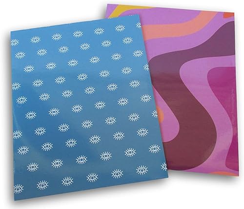 Paquete de dos carpetas estampadas de 3 agujeros y 2 bolsillos para la vuelta a la escuela (ojo azulremolino púrpura)