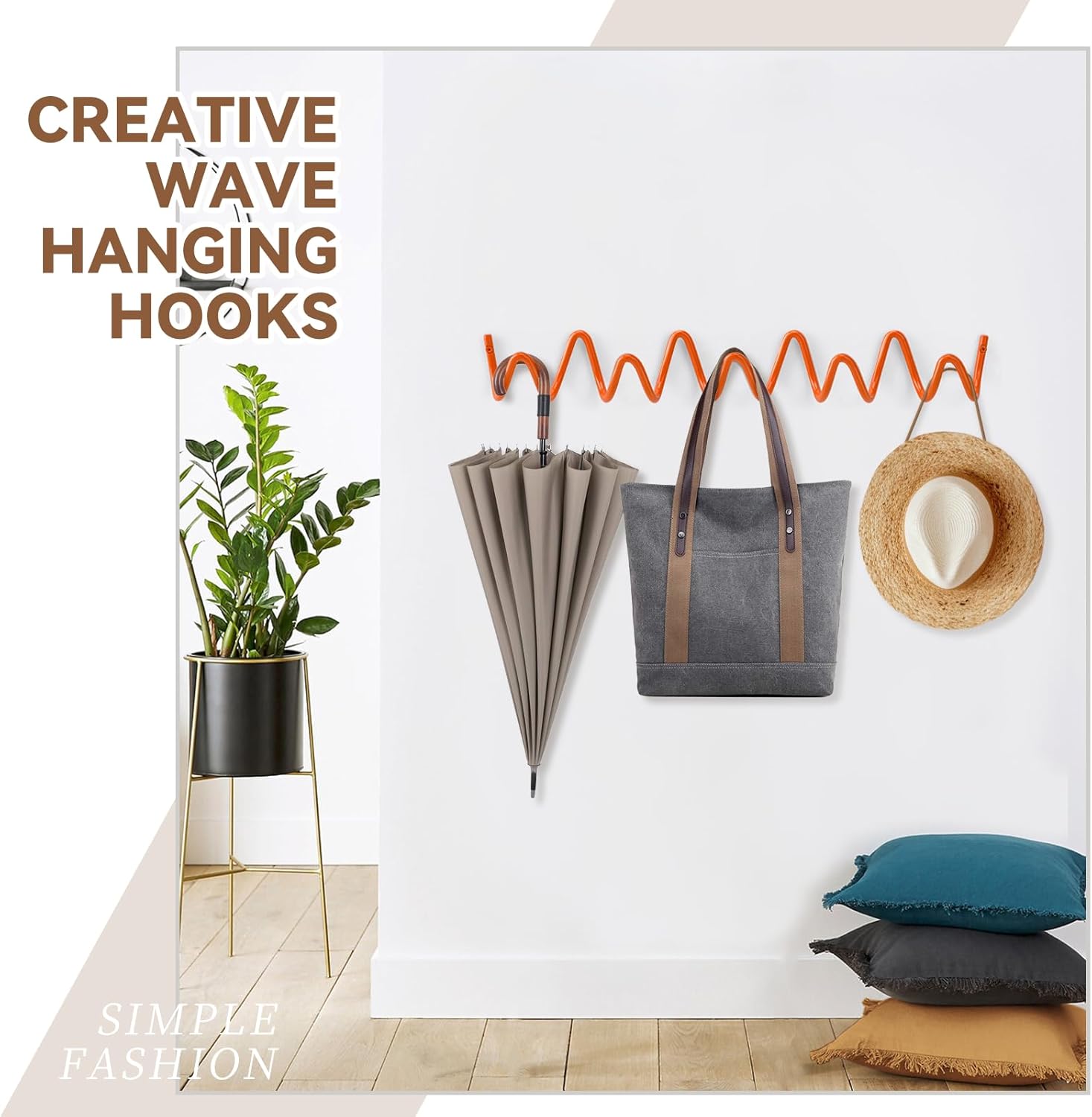 Coat Rack Wall Mount, Creative Wave Wall Hooks 20KG Capacity, Easy Installation, Multi-Purpose Hooks for Coat, Hat, Bag, Umbrella (Black, 29cm x 7.5cm (11.41" x 2.95")) - Image 7