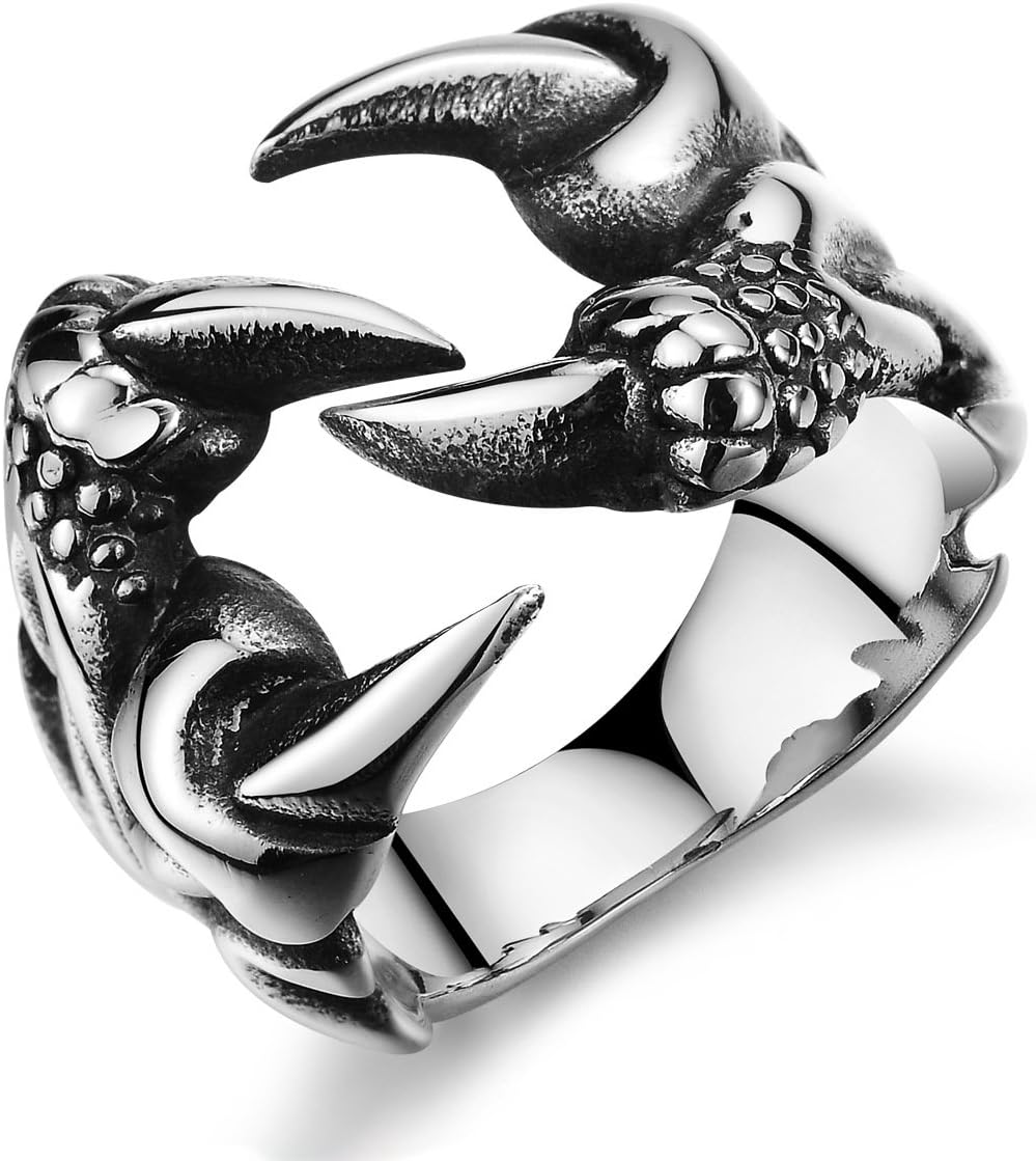 EQLEFDragon Claw ring, Men Dragon Ring Wild Alondra Ring Gothic Rings for Men (B)