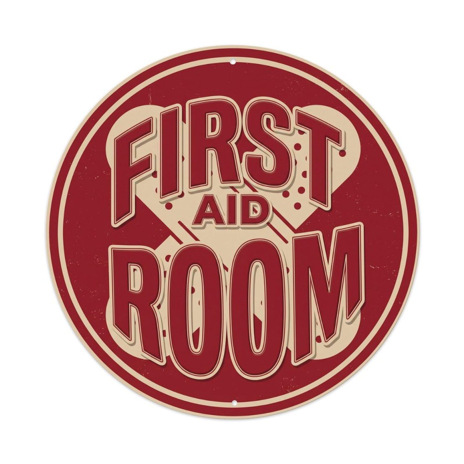 Vintage First Aid Room Text Bandage Metal Tin Sign