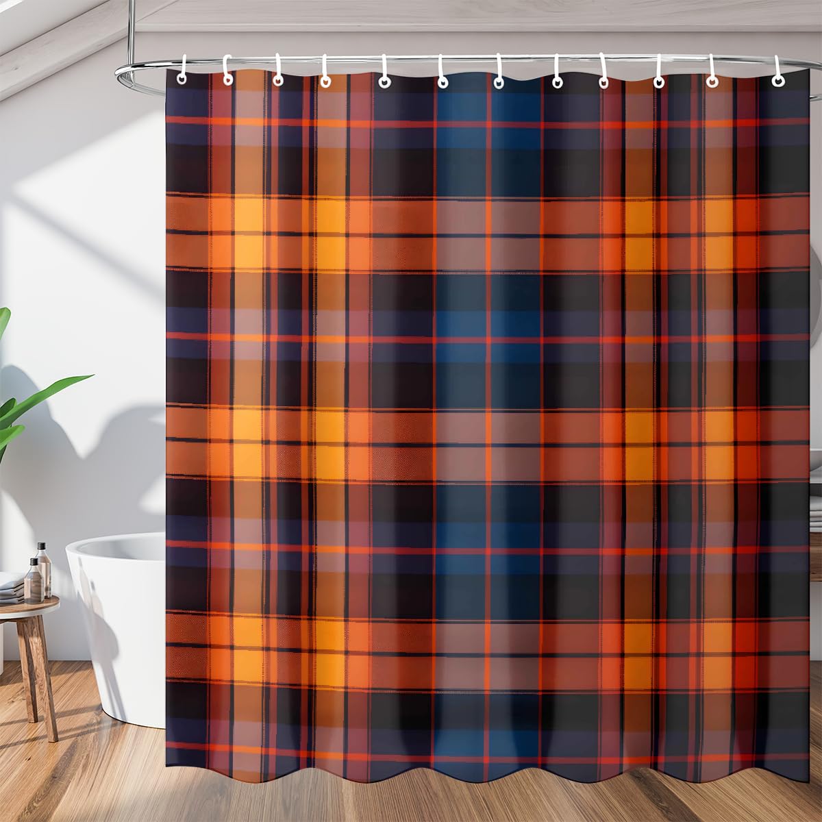 Rideau de douche imperméable orange Mexpekil 183x183 cm en polyester lavable