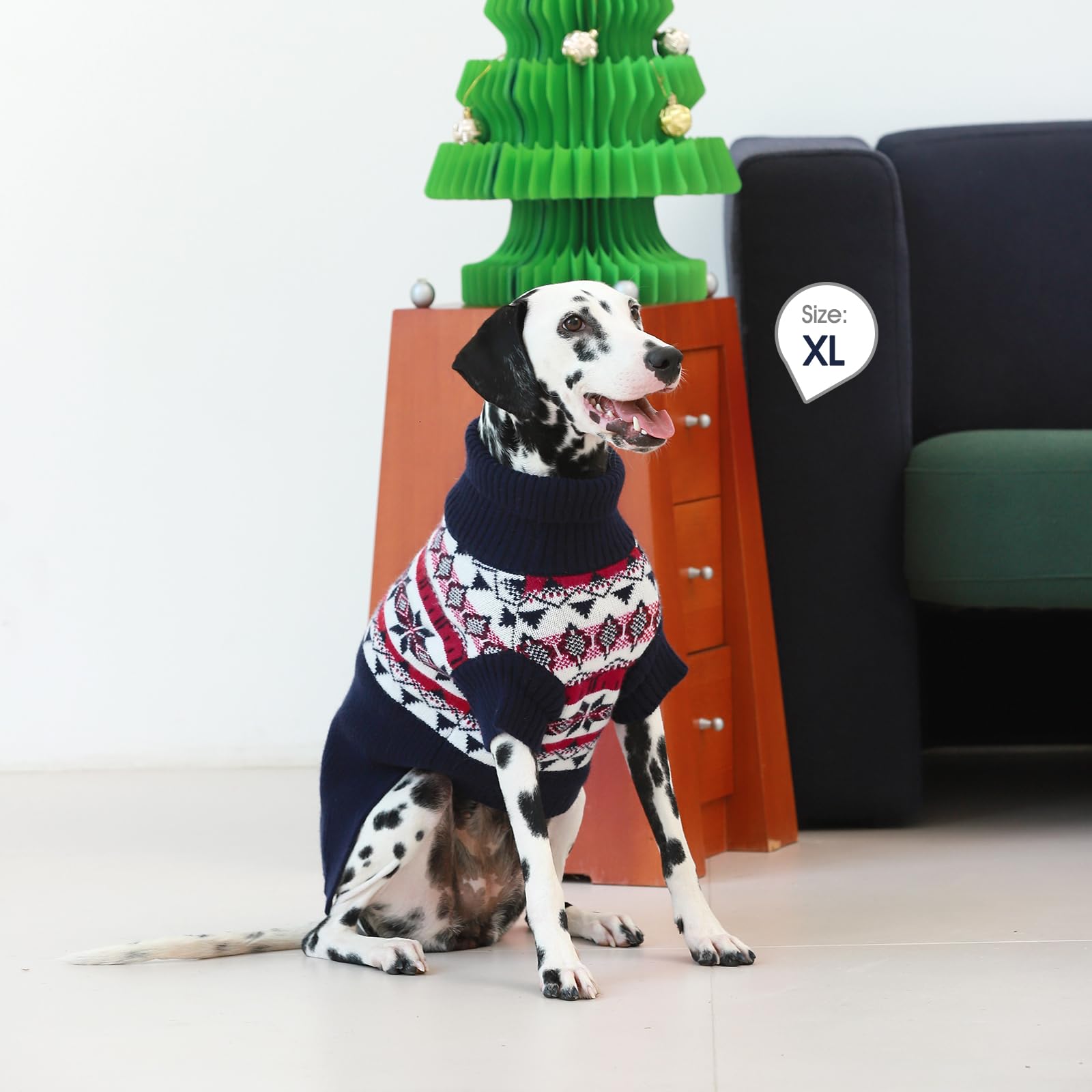 IECOii Pull pour Chien XXL - Pull Chaud de Noël pour Grand Chien - Col Roulé - Vêtement d'Hiver pour Chiens Extra Grands