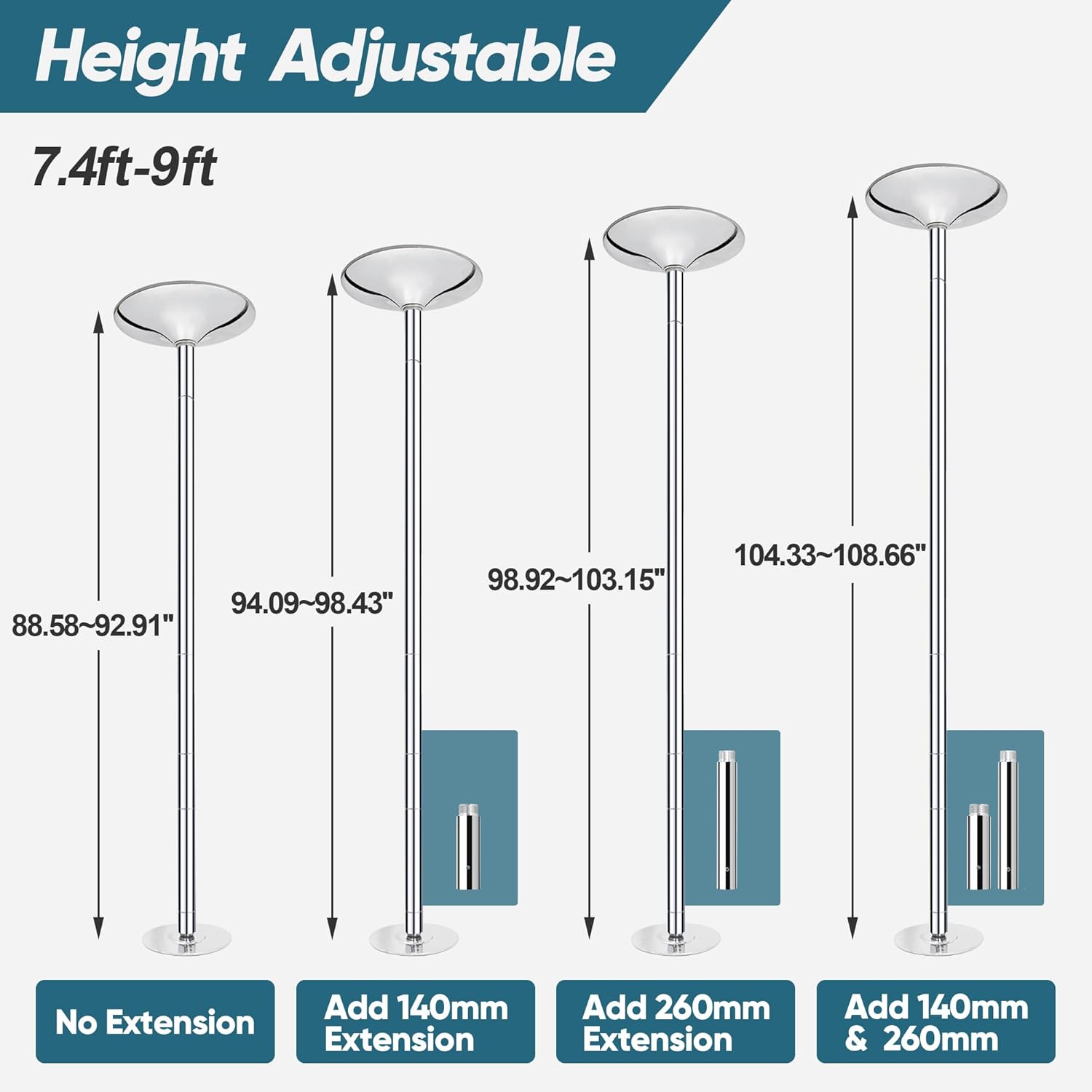 ZENY Portable Dancing Pole Kit Removable Stripper Pole for Home Apartment Spinning Dance Pole with Extension for Exercise,Club,Party,Pub,Pole Dancing Workout