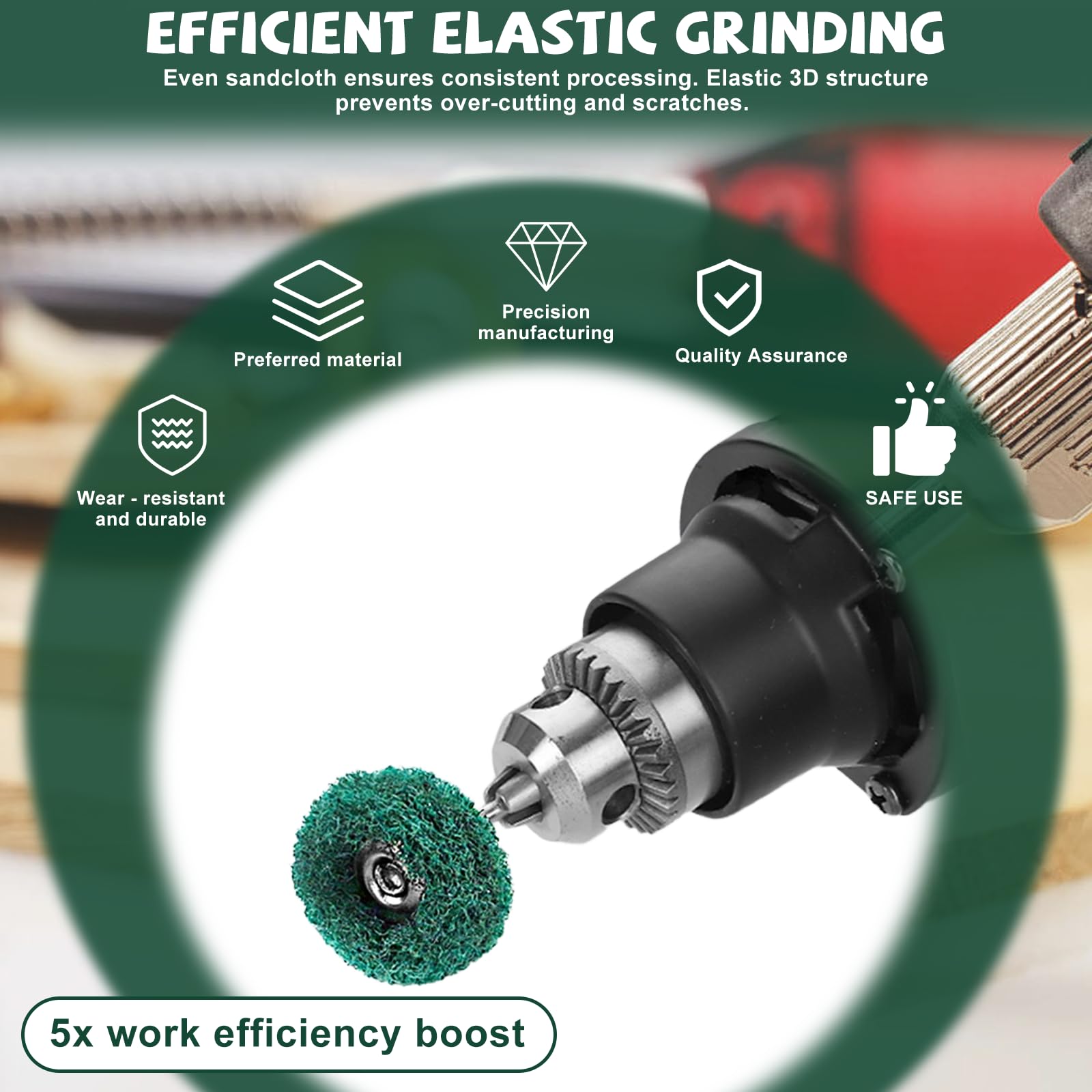 80Pz Set di Ruote Abrasive di Lucidatura 25mm Dischi Abrasivi per Lucidatura con Grana 120/180/320/400 Mole Abrasive per Lucidaturca con Manico 3mm per Utensili Rotanti per Vetro Metallo Legno