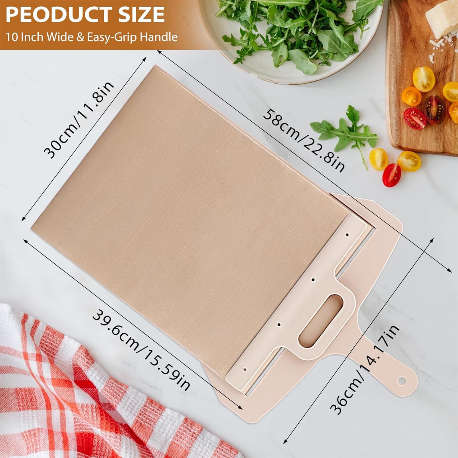 Pala per Pizza Scorrevole Sliding Pizza Peel, Pala Pizza Scorrevole, 30cm*58cm, Argento, Moderno