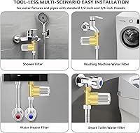 Vista 4 de Reusable Brass Sediment Filter, 40 Micron Washer Water Filter System, For Washing Machine, Garden, Heater, RV, Protecting Appliances, Reduces