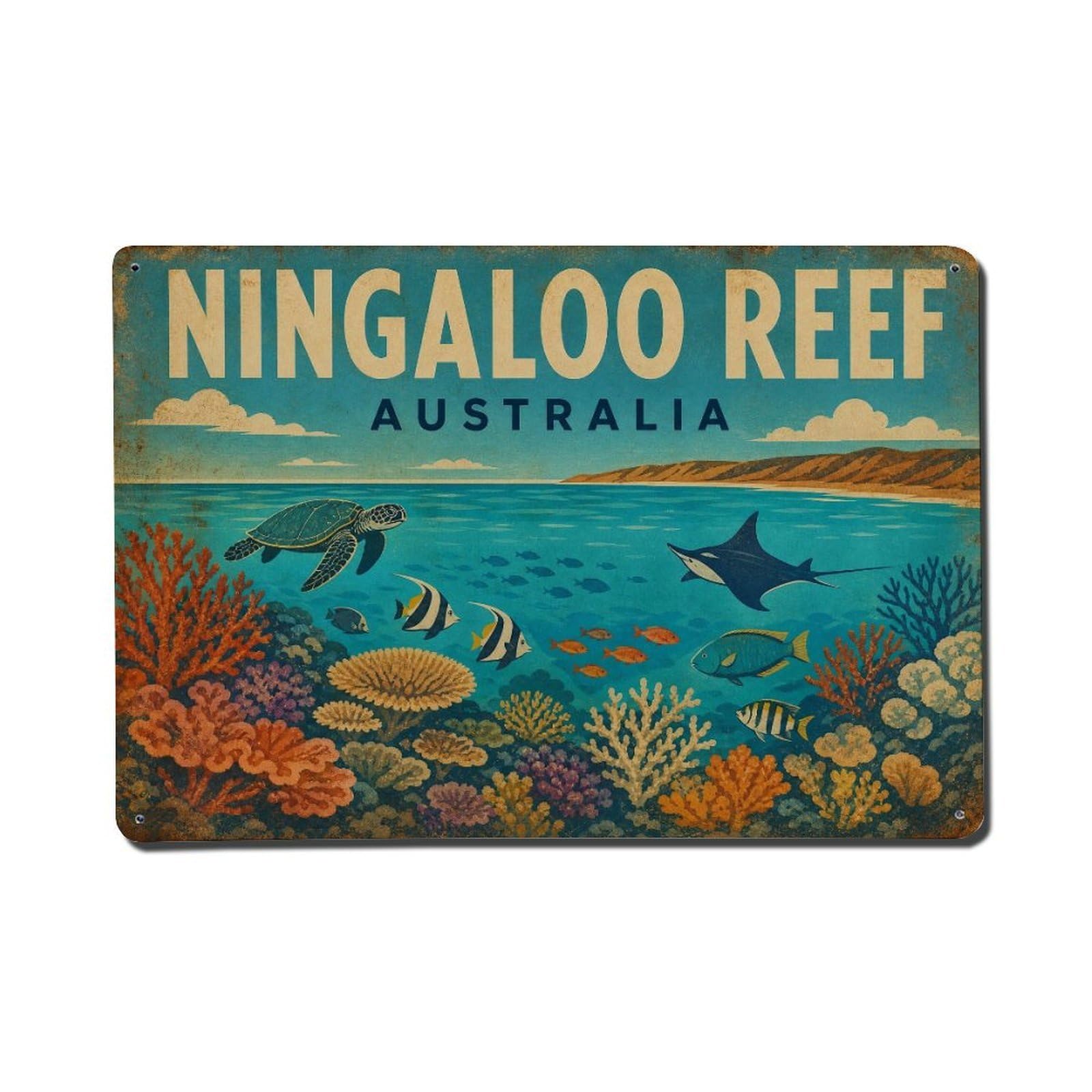 Heritage Australia Ningaloo Reef Coastal Travel Metal Tin Sign
