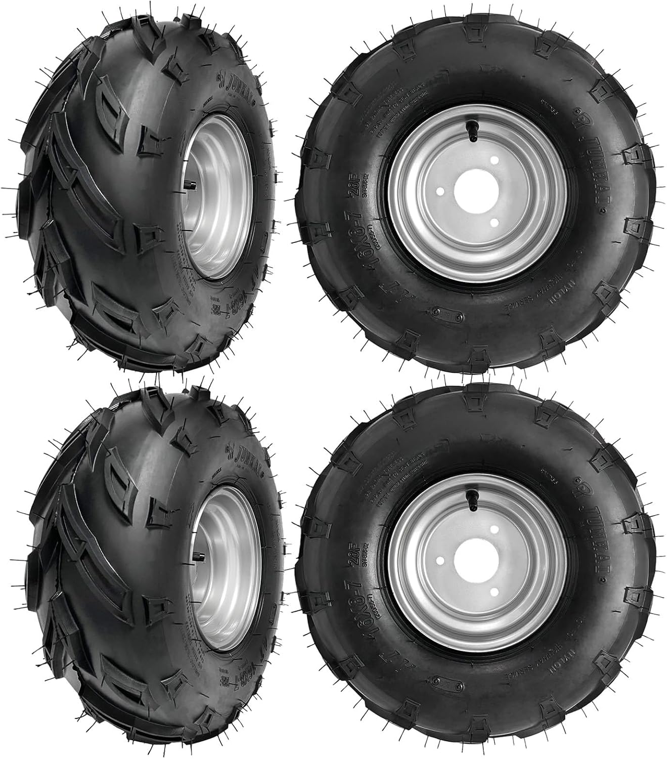 16x8-7 ATV Go Kart Wheel – 16x8x7 200/55-7 Tubeless Tire, 7-inch Rim, 3-Bolt Patterm, 160lbs Max Load for Off-Road Golf Cart Quad Buggy Drift Trike UTV Snowmobile Snow Blower (Set of 1)