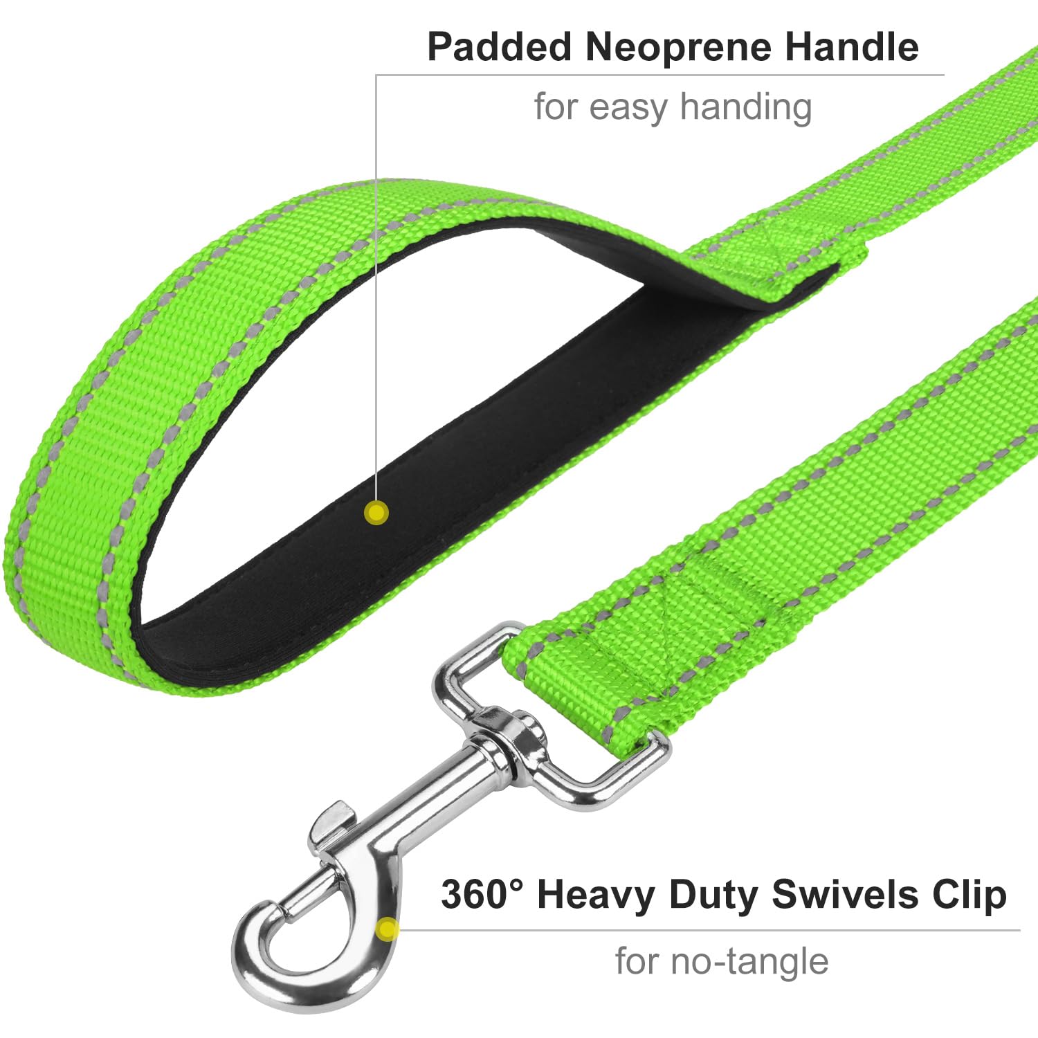 Erbine 4FT Reflective Dog Leash With Padded Handle - Heavy Duty Nylon Leash For Small To Large Dogs