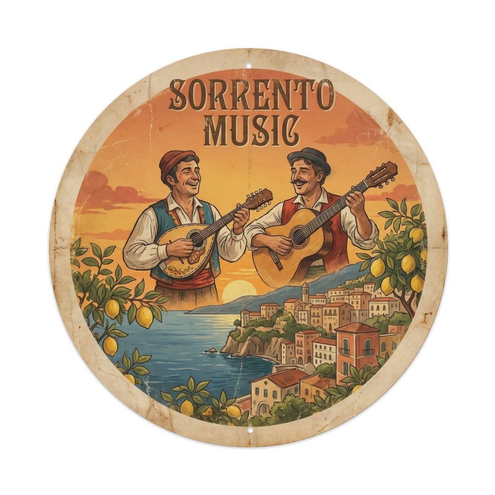 Music Sorrento Culture Travel Coastal Harbor Metal Tin Sign