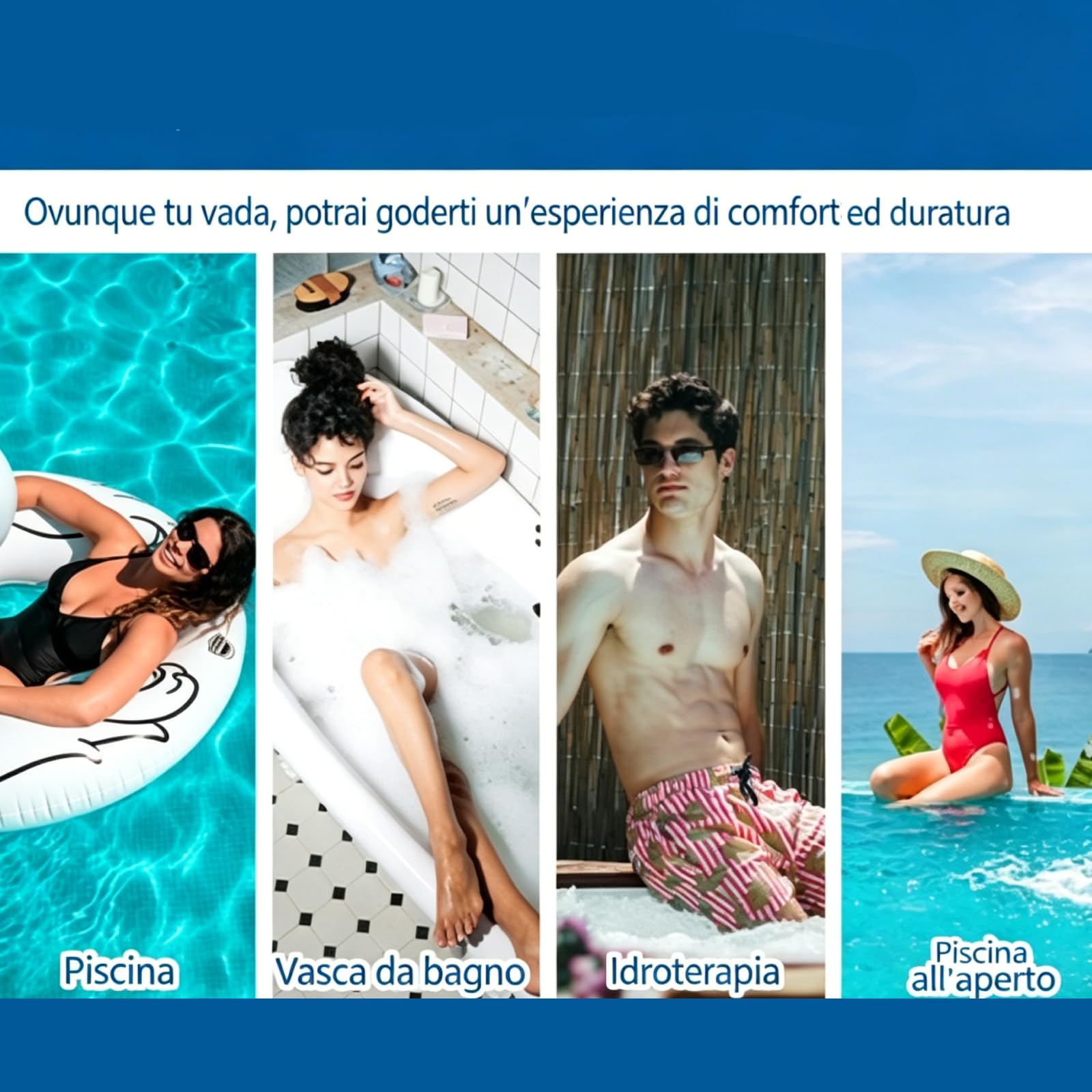 Cuscino Rialzato, Spesso, Portatile, Comodo, Lavabile e Ad Asciugatura Rapida per Vasche da Bagno e Docce All'aperto, Blu