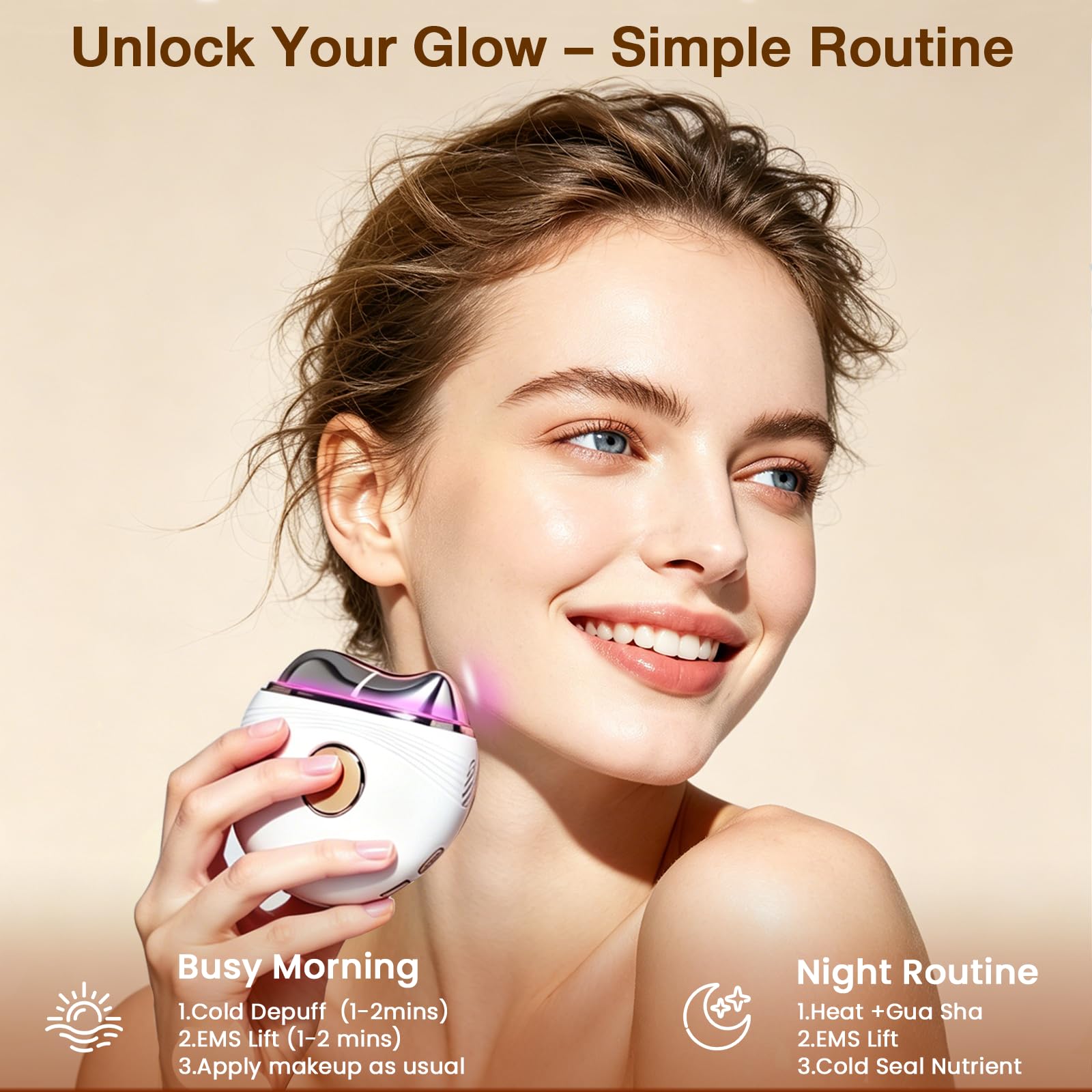 Red Light Electric Gua Sha Facial Neck Sculpting Tools with Heat, Cold, Microcurrent, Lymphatic Drainage Massager Device for Lifting Firming Contouring | Pressure Point Fascia Release | Cool Depuffing