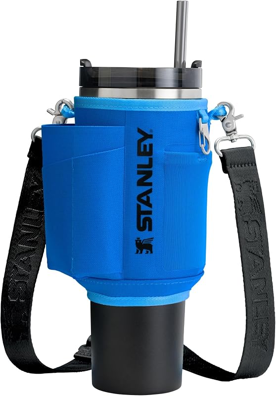 STANLEY All Day Quencher Lleva todo para vaso de 40 oz con asa | Bolso bandolera con bolsillo para teléfono, funda para tarjetas y correa desmontable | Bolsa portabotellas de agua | Sin BPA | Azur