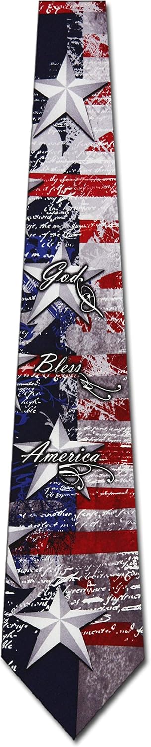 Eagles Wings Men's Finely Crafted Inspirational Necktie - God Bless America