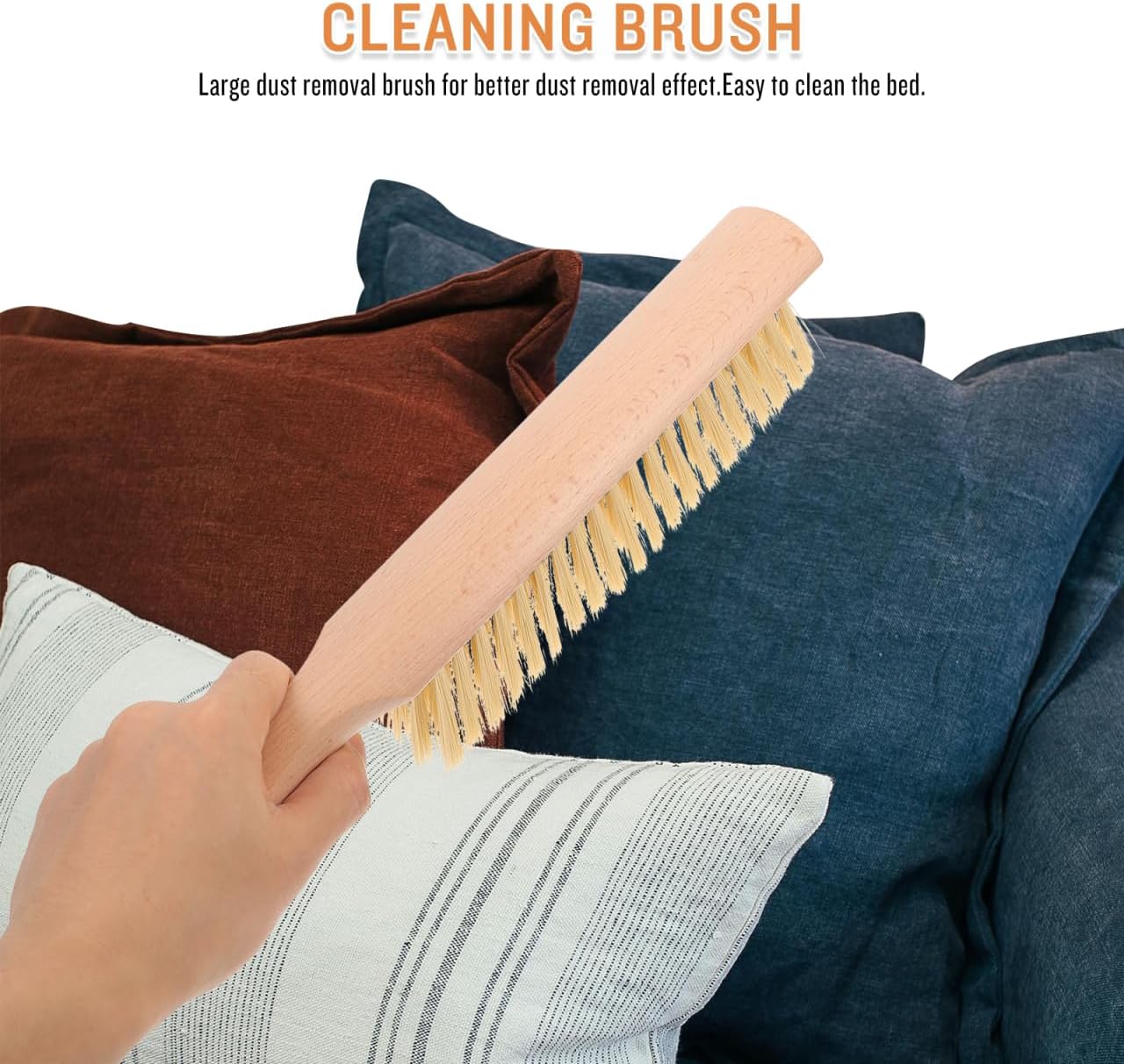Homoyoyo Wooden Hand Brush with Soft Bristles for Furniture Beds and Hard to Reach Corners and Comfortable Cleaning Tool for Efficient Dust Removal