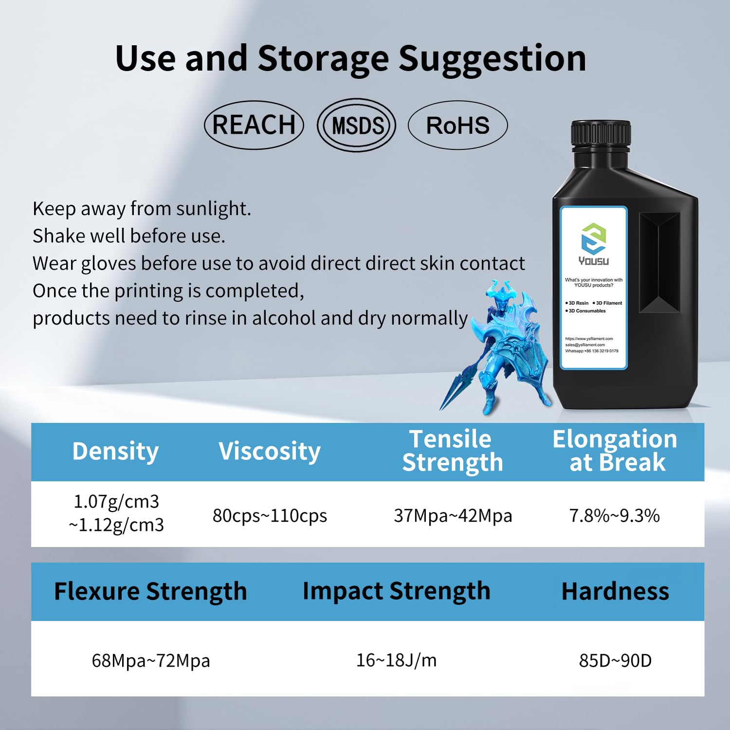 Yousu 3D Printer Metallic Resin,1kg Fast Curing Resin, Magical Effect Photopolymer Resin for LCD DLP Printing (1000g,MetalBlueZine)