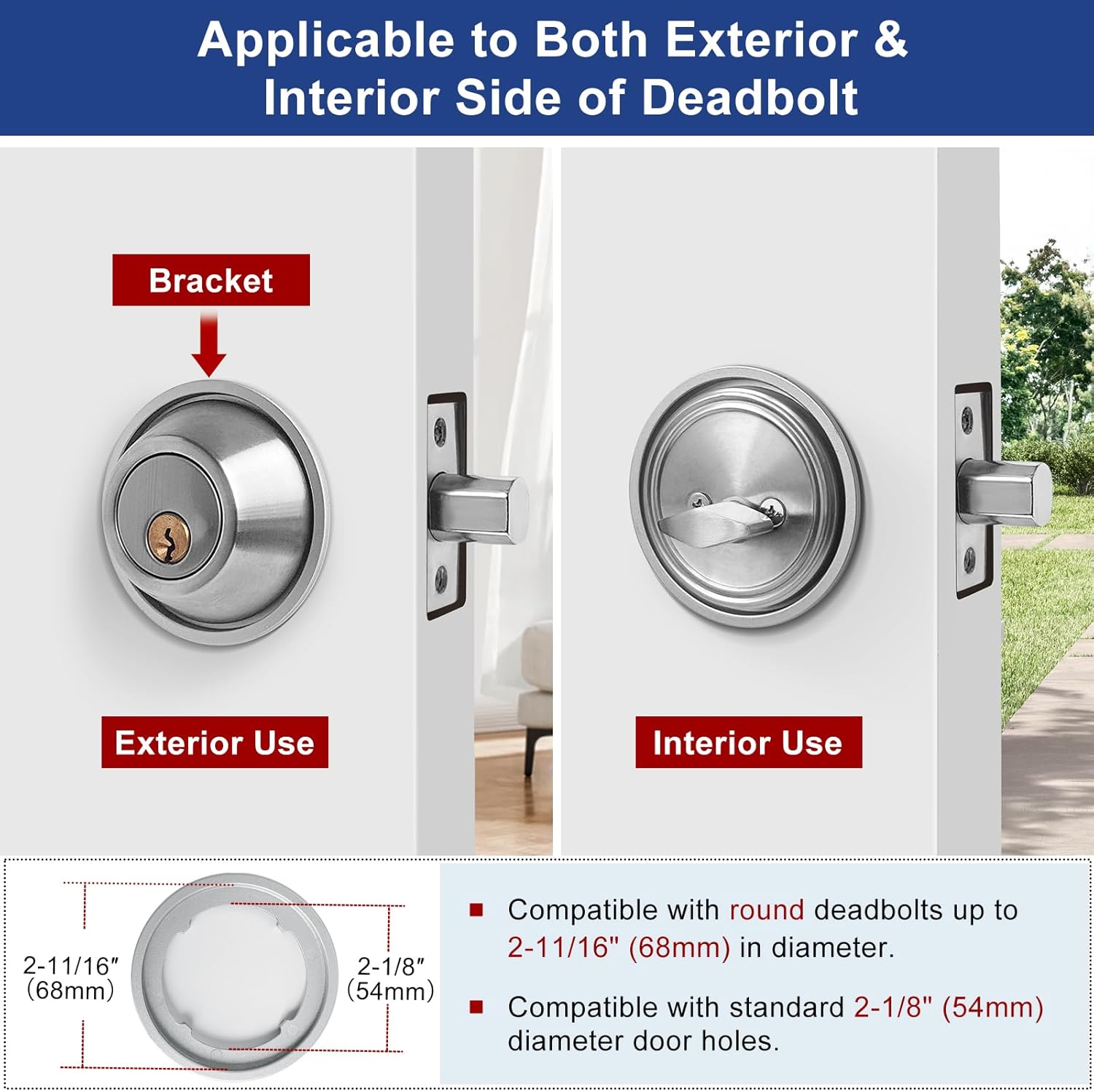 Deadbolt Security Guard with Keys, Block The Access to Keyhole/Thumb Turn, Disable Deadbolt Lock, Metal Protector Shield Lockout Device