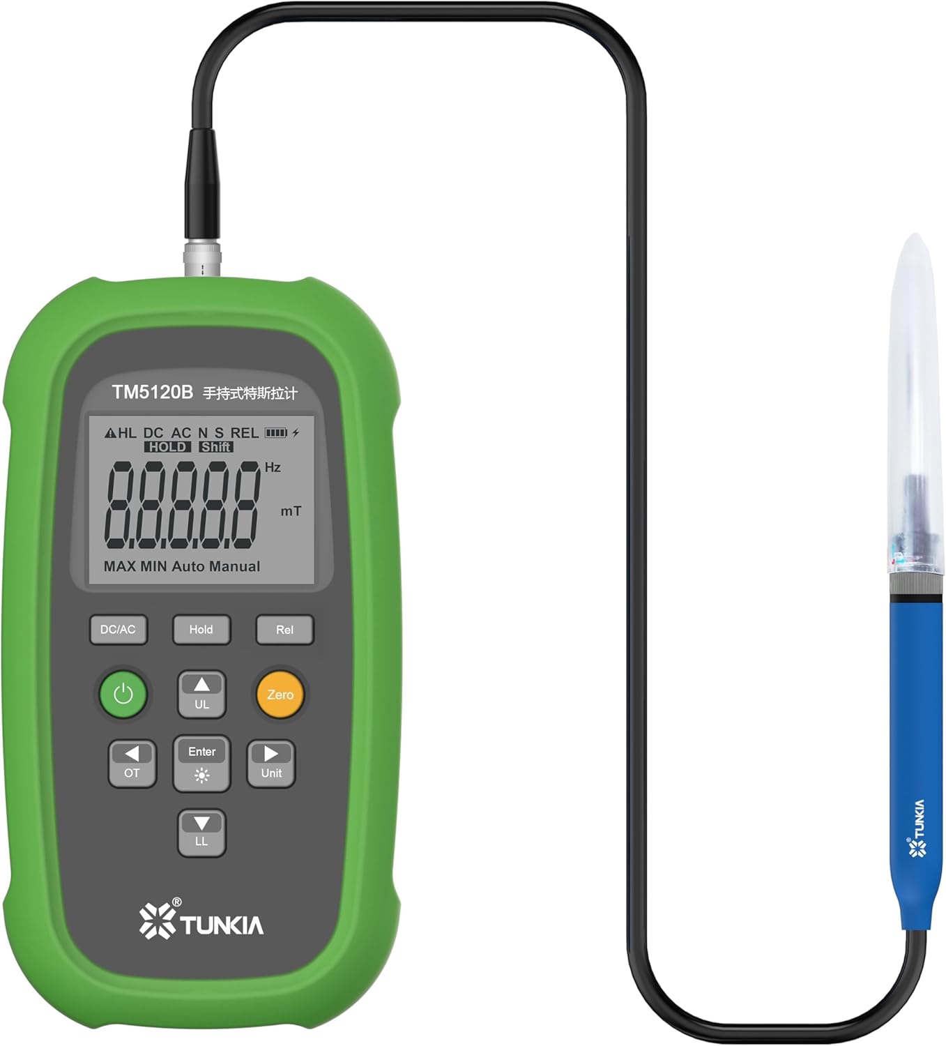 AC DC Gaussmeter Teslameter AC/DC Magnetic Field Meter Class 2 3000mT USB Interface Hall Axial Probe For Measuring The Flux Density Of DC Constant Magnetic Field And AC Magnetic Field