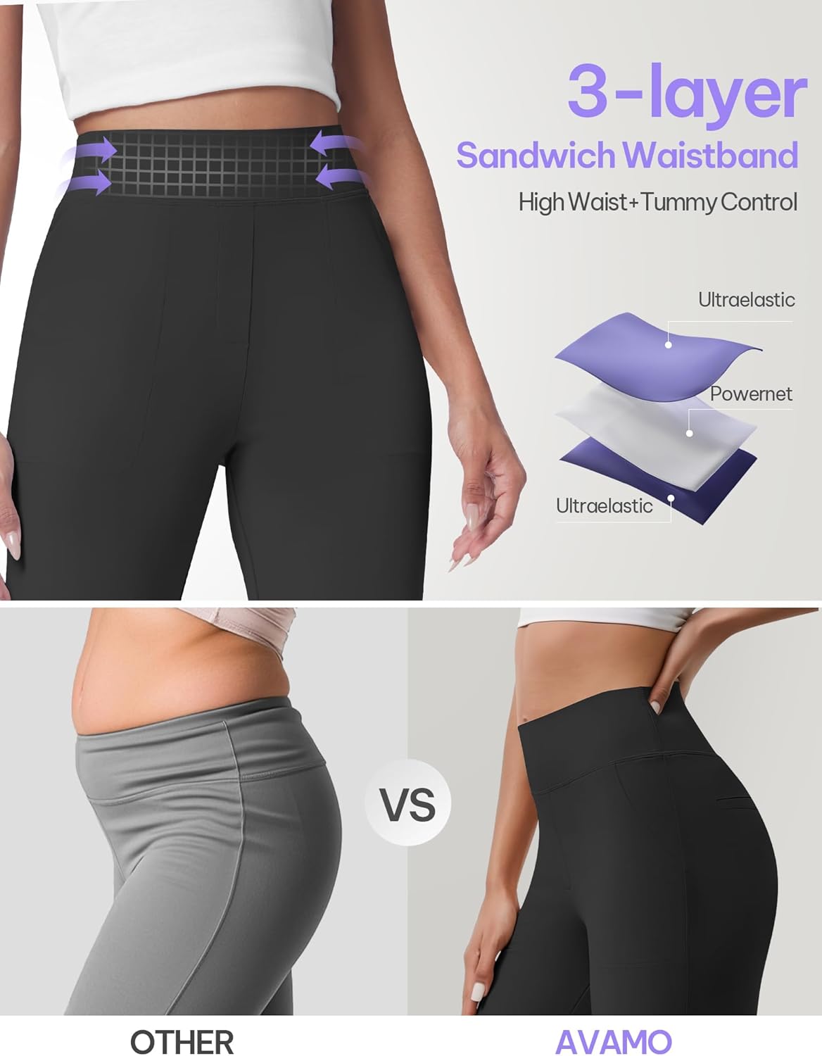 AVAMO Womens Yoga Pants Straight Leg Stretchy Work Pants High Waist Pull On Business Casual Office Slacks with Pockets - Image 4