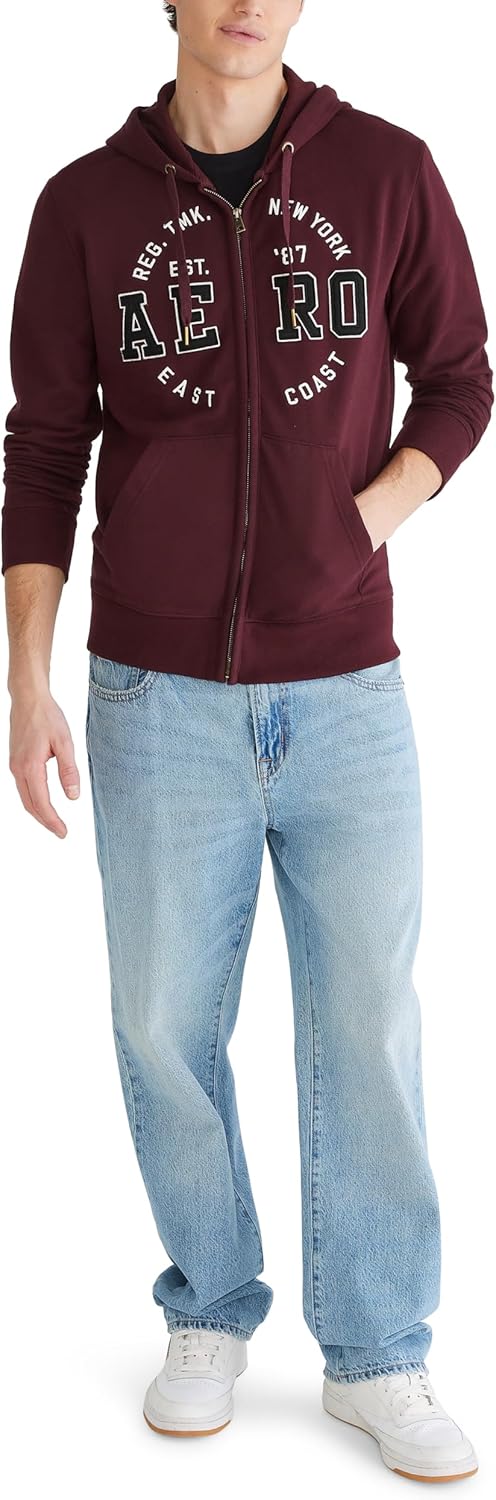 AEROPOSTALE mens Aero Logo Full Zip Hoodie- Circle - Image 4