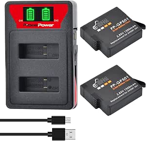 2-Pack Battery + Rapid Charger Kit For GoPro HERO5 BLACK - Includes Wall & Car Charger 2 thumbnail image