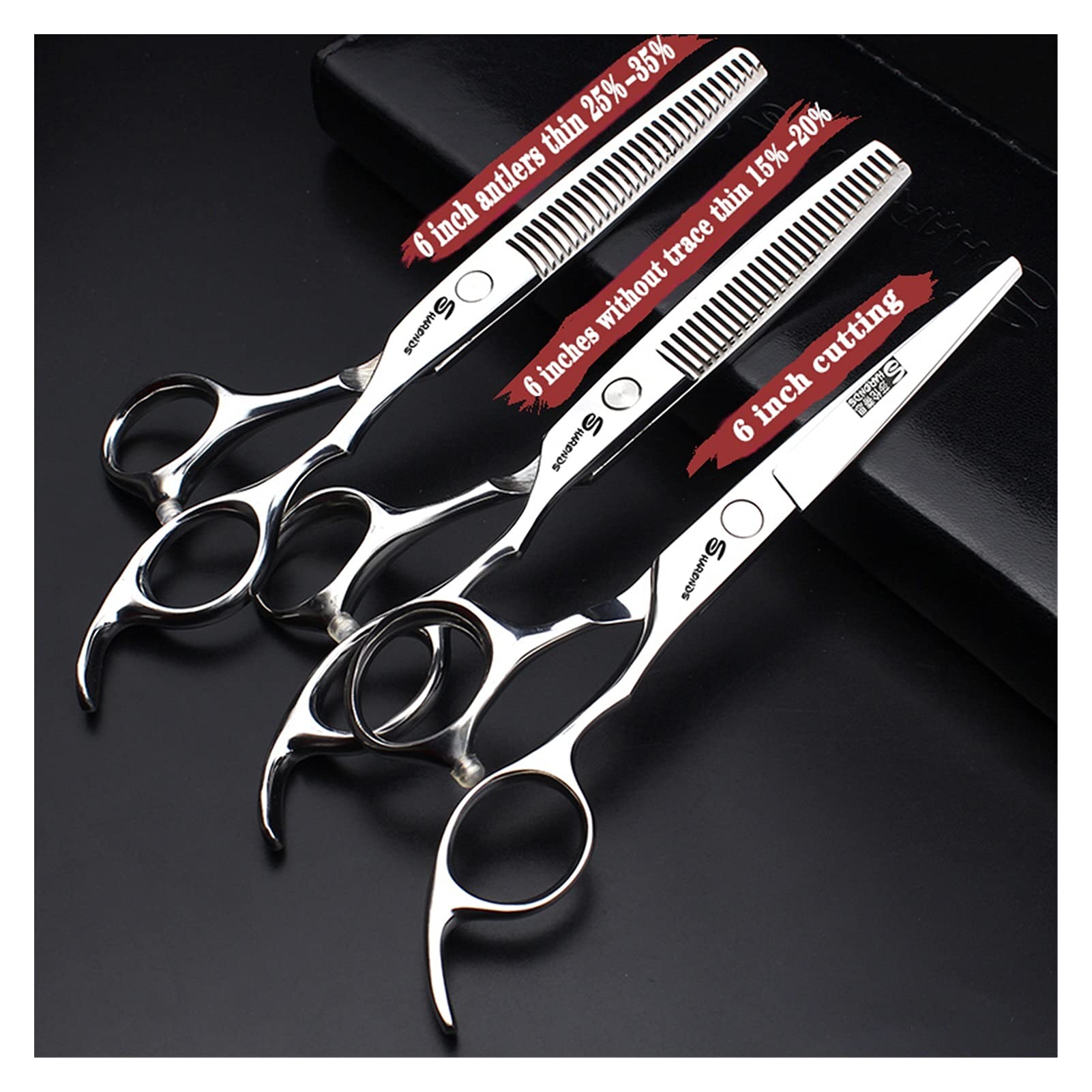 Forbici per taglio capelli professionali per parrucchieri, set antiscivolo resistente all'usura, kit per taglio capelli da barbiere da 6 pollici