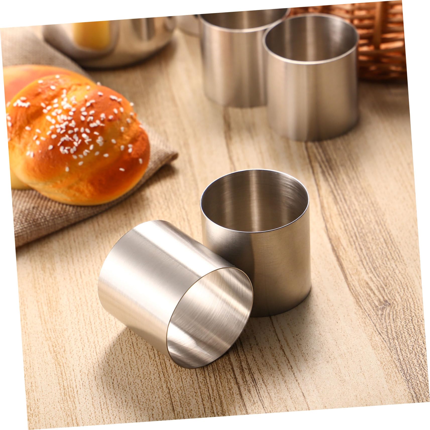 Mipcase Set De 8 Moldes Redondos Para Mousse y Pasteles, Acero Inoxidable Acabado Antihuellas, Fáciles De Limpiar y Desmoldar, Para Reposteros Amateurs