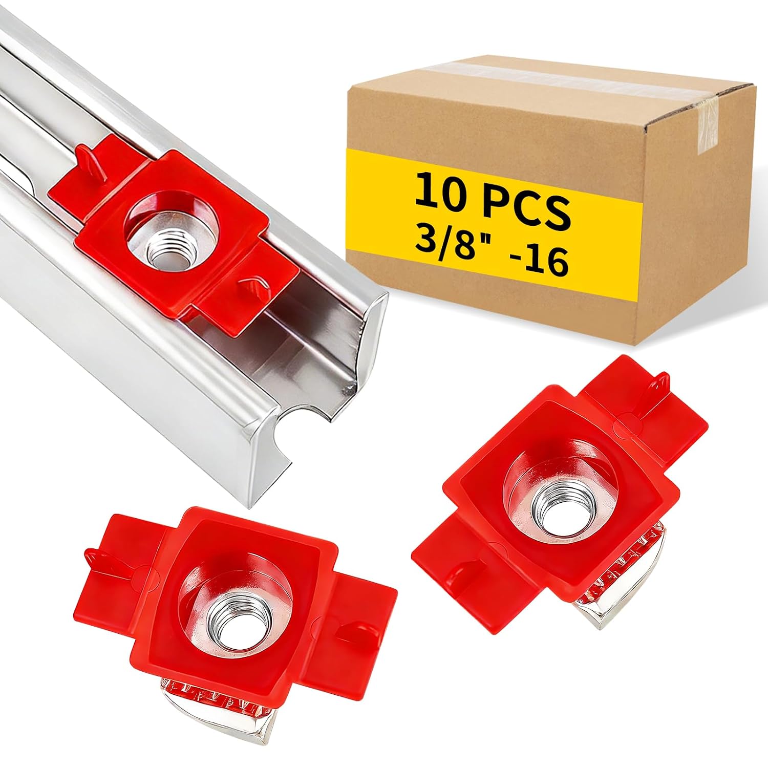 10PCS 3/8"-16 Red Nylon Strut Channel Cone Nuts Twist Hardware