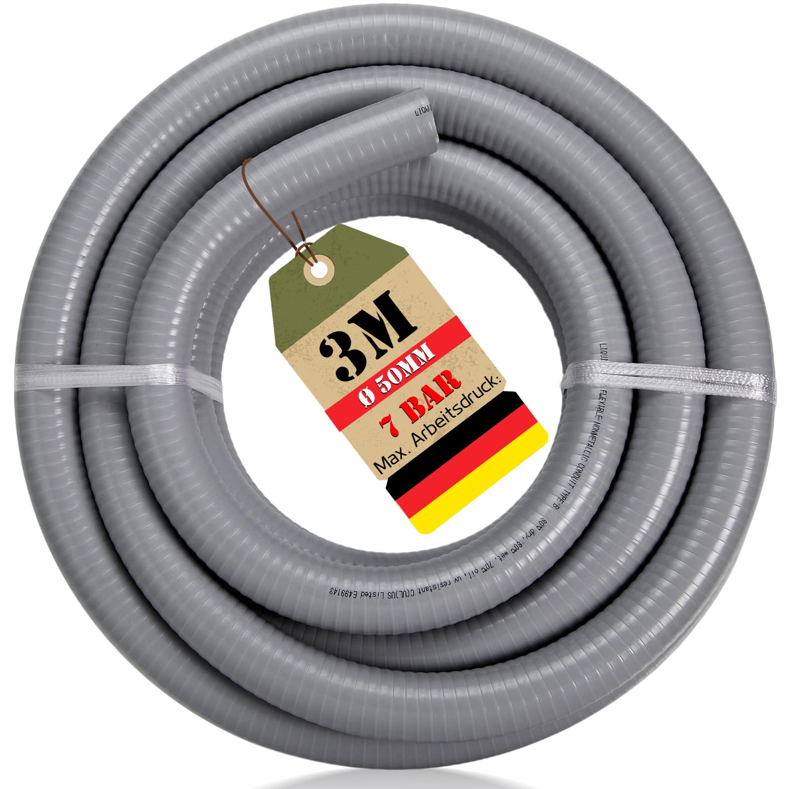 Warmfay PVC Flexschlauch 3M, Ø 50mm | 7 Bar Arbeitsdruck | PVC Druckschlauch Flexibel & Teilbar | Klebeschlauch für Schwimmbad Pool & Teich | Hochwertig, Langlebig & Druckfest