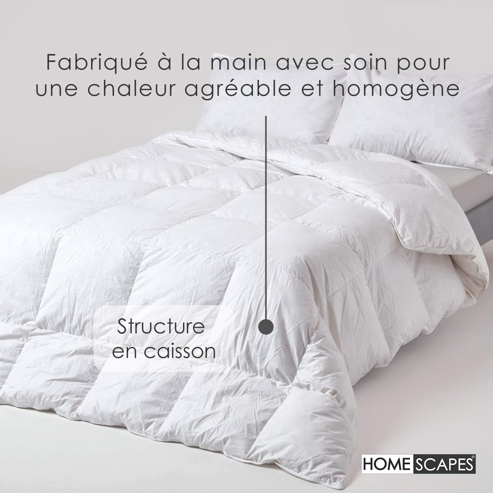 HOMESCAPES Couette été 150x200 cm, Couette légère en Plumes et Duvet de Canard, 4.5 Tog