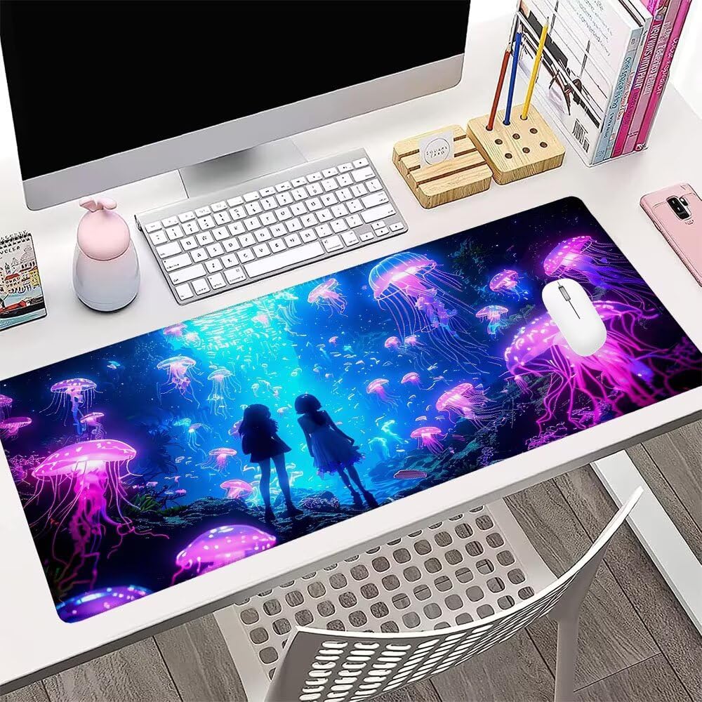 Alfombrilla de Mouse para Juegos, Blu, XXL, Antideslizante, Impermeable, Diseño de Sogno, Extendido, Grande, 1400x600x3mm, para PC, Laptop, Ufficio, Famiglia d-806