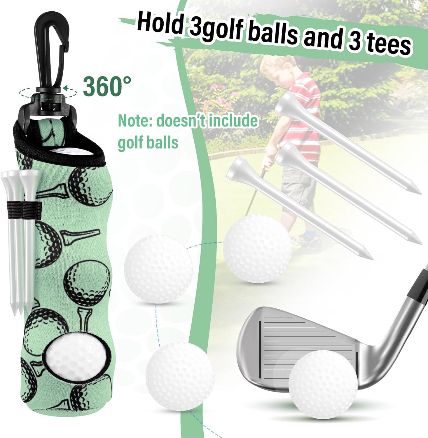 Liliful 12 Pcs Golf Accessories Kit, Include Golf Ball Bag with Hook Towel Tees Magnetic Ball Marker Divot Tool Cleaner Brush for Women Man Gifts - Image 4