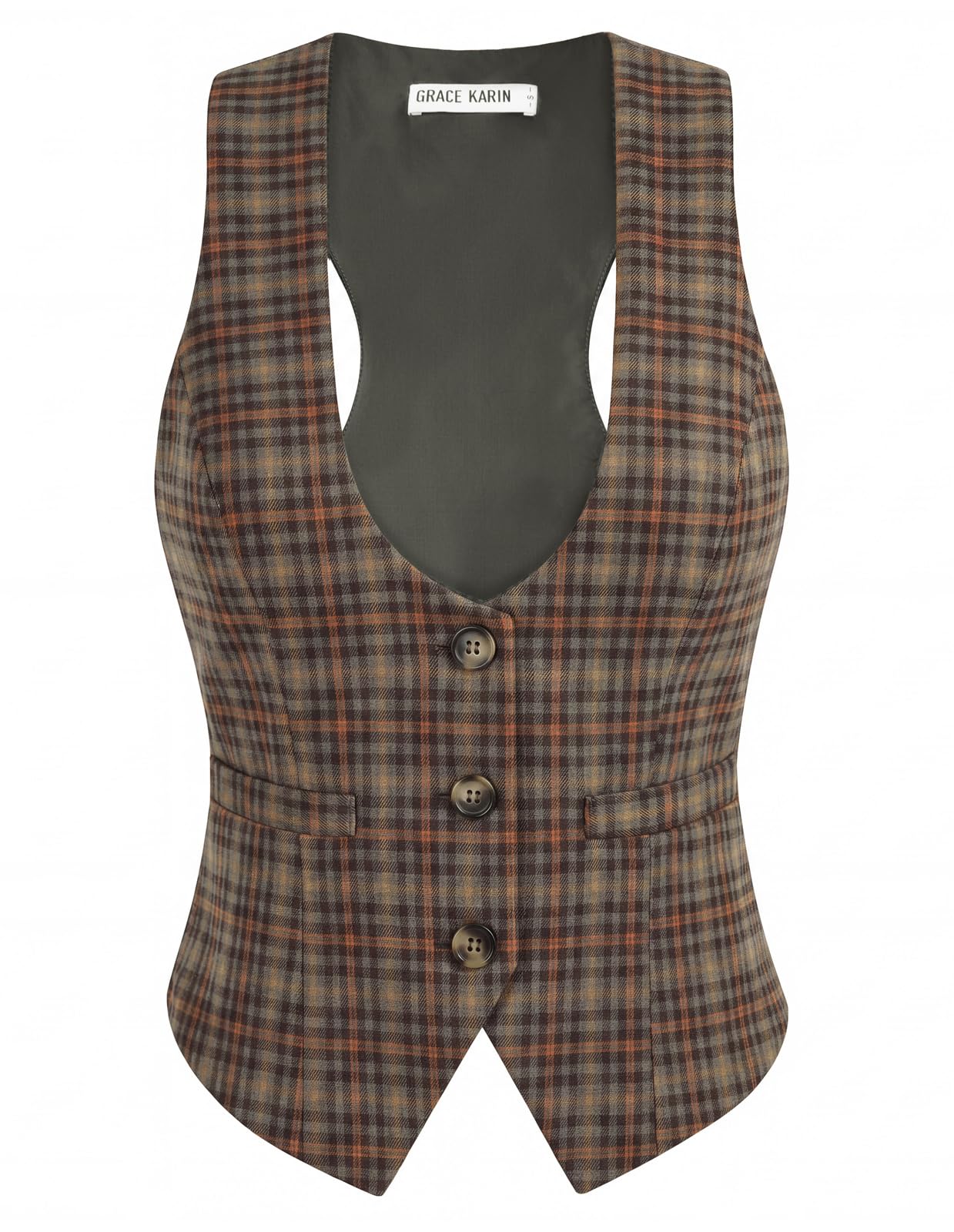 GRACE KARIN Women's Suit Vest Top, Dressy Casual Sleeveless Button Waistcoat, Fromal Steampunk Blazer for Work Office