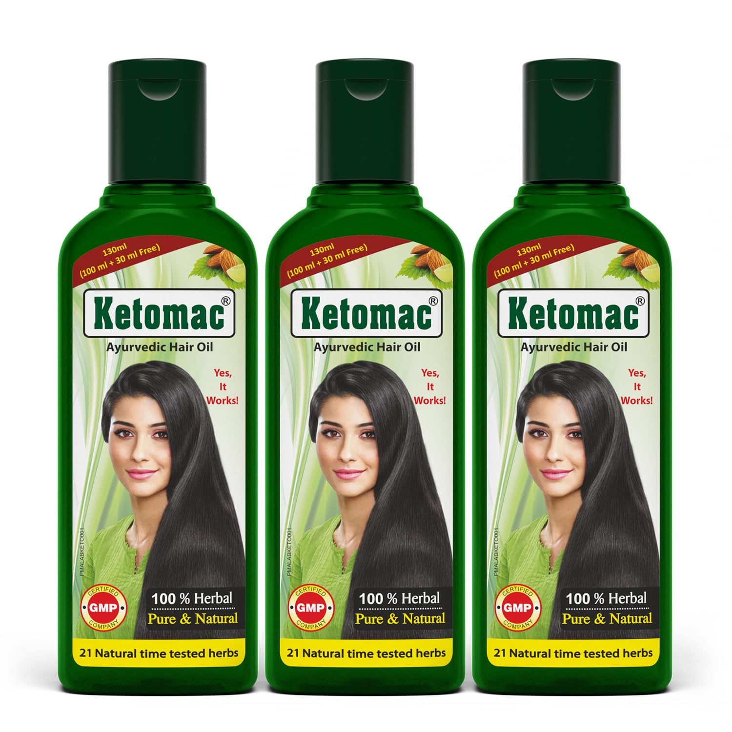 Ketomac Ayurvedic Anti Hairfall Hair Oil|Hair Growth Oil| 21 Natural Ingredients Helps To Reduce Hairfall, Improve scalp Health, Nourishes & Strengthens Hair 130ml (Pack Of 3)
